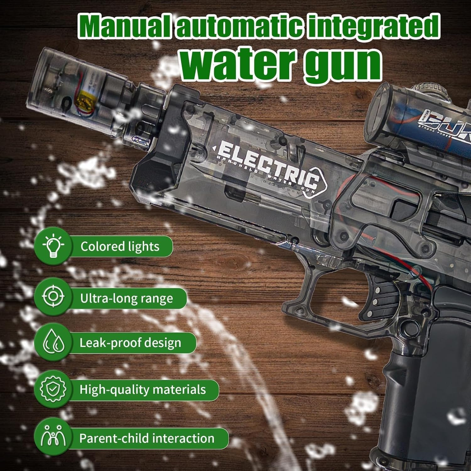 Electric Water Gun for Kids Ages 8-12-Automatic Water Gun-Super Soaker,Long Range 28-32 Ft,Beach Toys for Summer Outdoor Fun,Perfect Pool and Water Guns Play (Black) image number 5