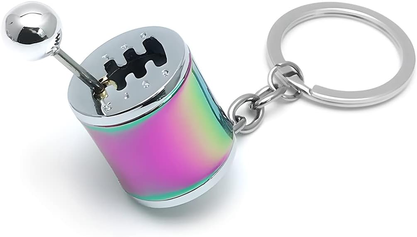 BELOMI Car Shifter Gear Keychain, 6 Speed Shifter Keyring Gadgets, Car Shift Lever Manual Transmission Gearbox Pendant Accessories (Multicolor) image number 3