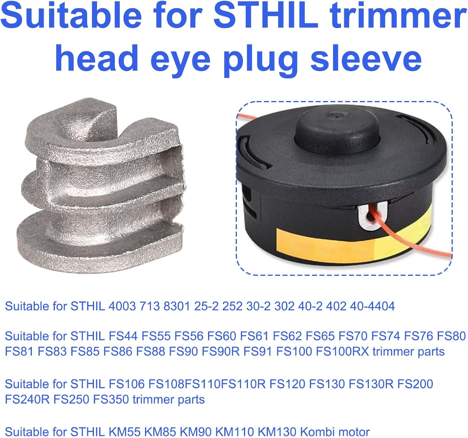 12Pcs String Trimmer Head Eyelet Sleeves for STHIL, Weeding Machine Head Replacement Part for Autocut 25-2 Eyelets Compatible with FS90R FS100RX FS55 FS85 FS110 FS110R Fs130R(Silver) image number 6