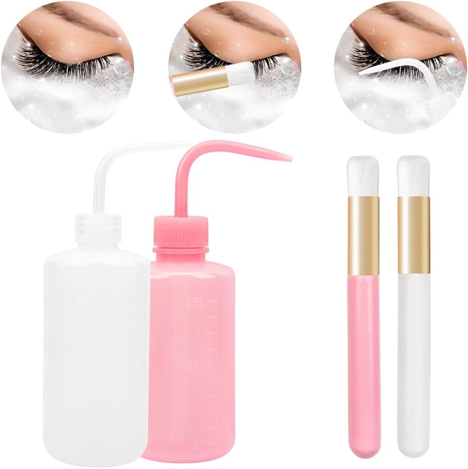 1Pcs 250 ML Plastic Satety Lash Cleaning Tatoo Wash Bottles 2PCS Nose Blackhead Facial Cleaning Shampoobrush for Eyelash Extension Supplies (White Bottle+Cleaning Brush) image number 6
