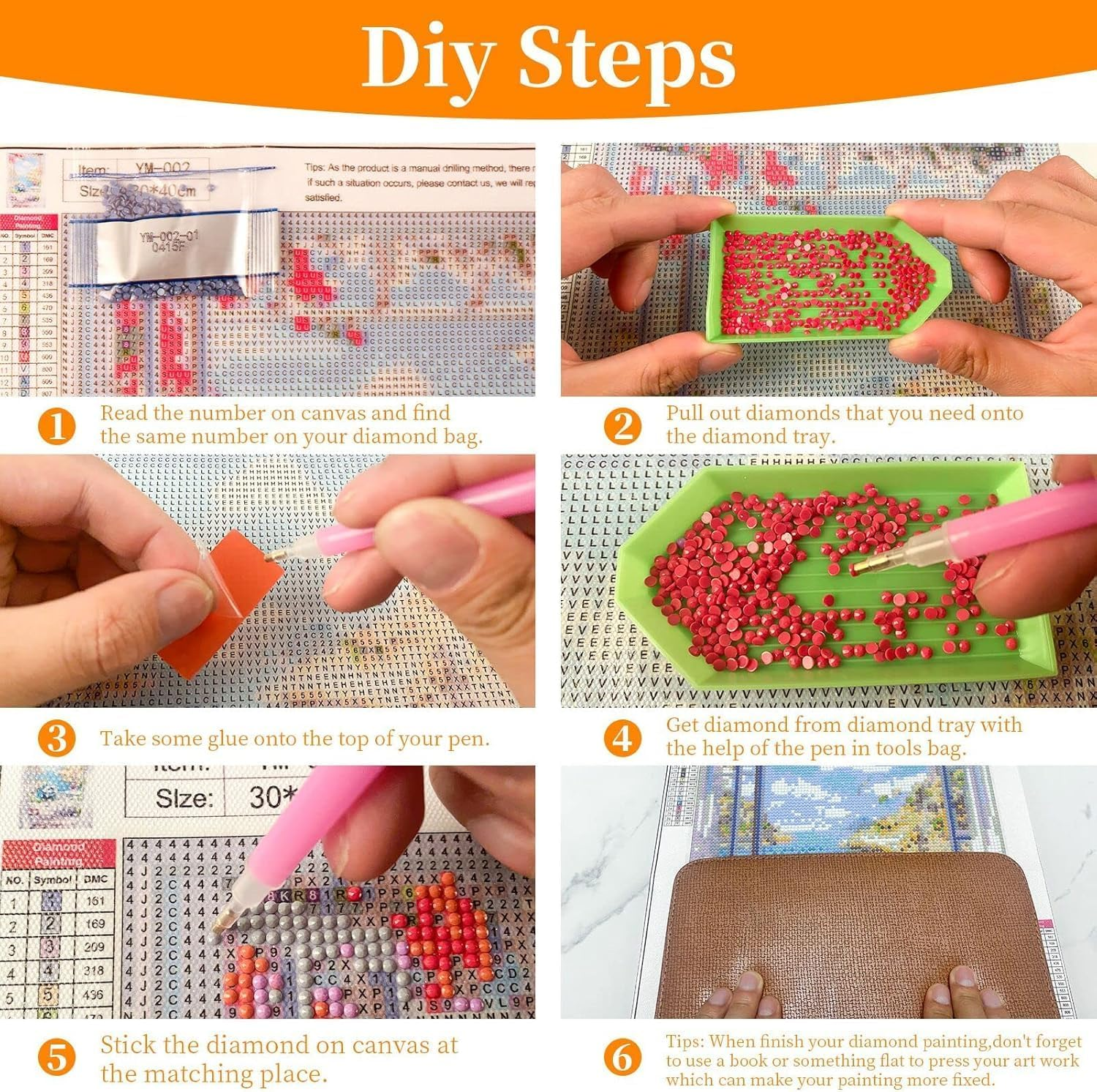 6 Pack Diamond Painting Kits for Adults, 5D Beach Diamond Art Kits for Beginners, DIY Full Drill Paint with Diamond Gem Art, Home Wall Decor 12 X 16 Inch image number 4