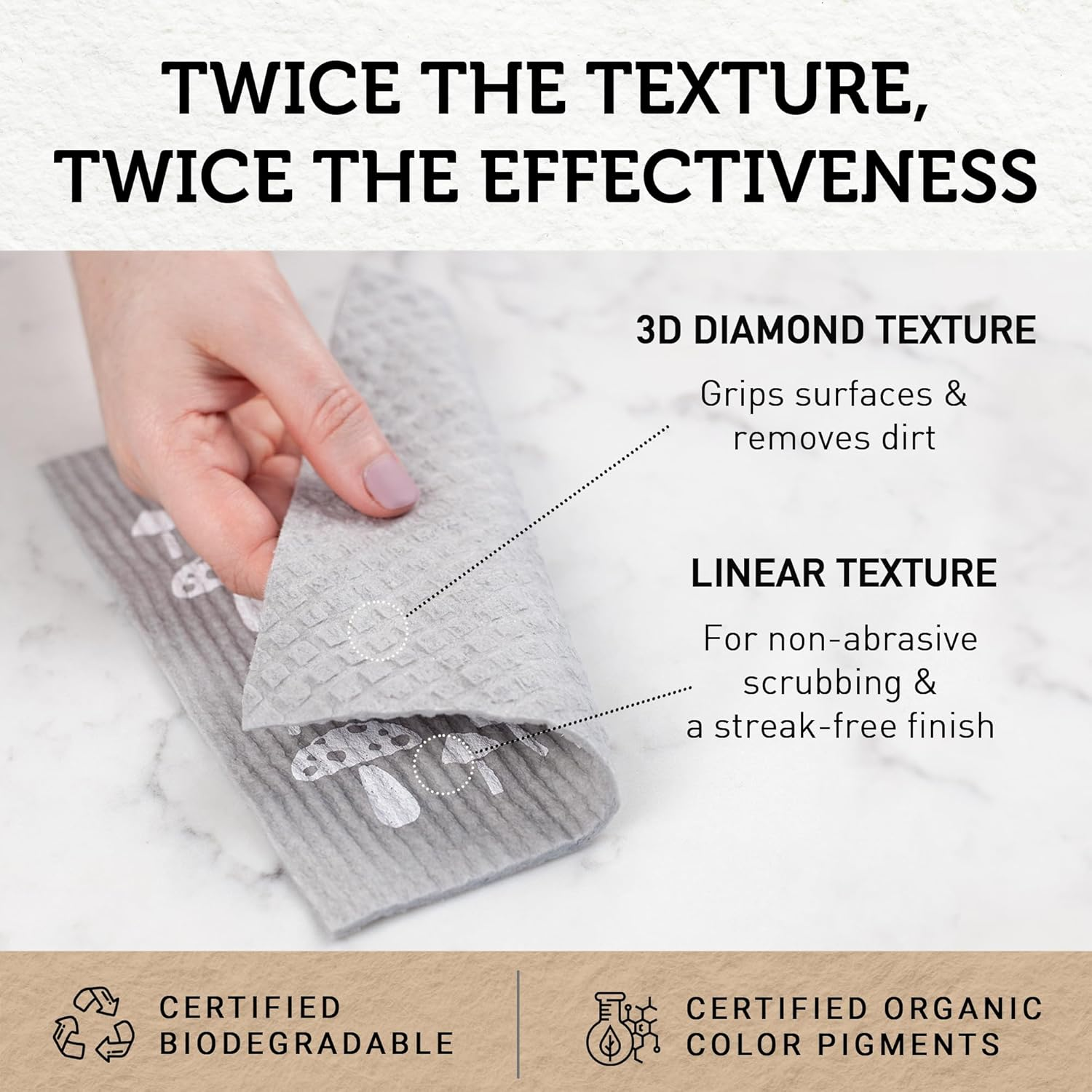 Nordhus Design Swedish Dishcloths,10 Grey Cloths, Made in Sweden - Reusable, Washable Cellulose Cotton Kitchen Cloths - Replace Paper Towels, Wipes, Sponges, Dish Rags image number 2