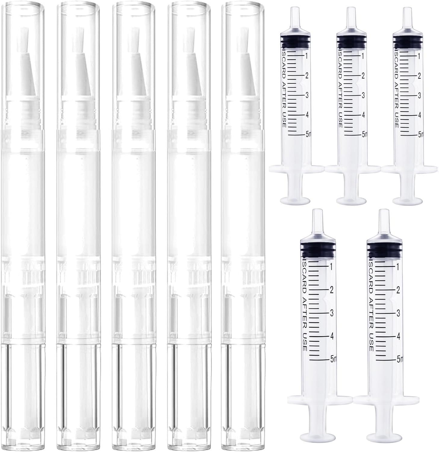 Touch up Paint Pen Kit - 5 Pens + 5 Syringes, Refillable Wall Repair Kit for Window, Furniture, Wood Floor, Cabinet image number 0