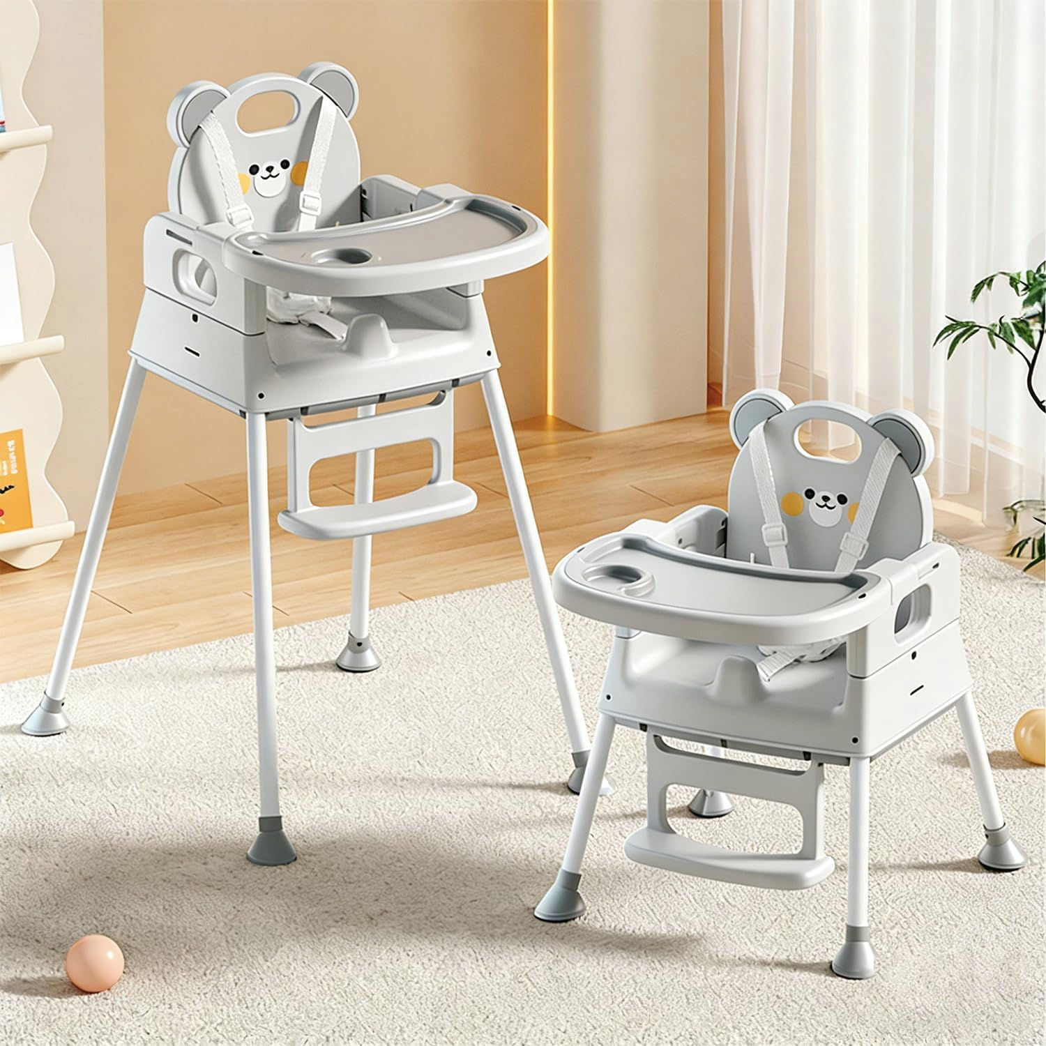 Baby High Chair for Babies and Toddlers with 360 Degree Rotatable Wheels 6 in 1/3 in 1 Foldable and Portable Children'S Highchair Suitable for Babies of All Ages to Grow up (Navy Blue)