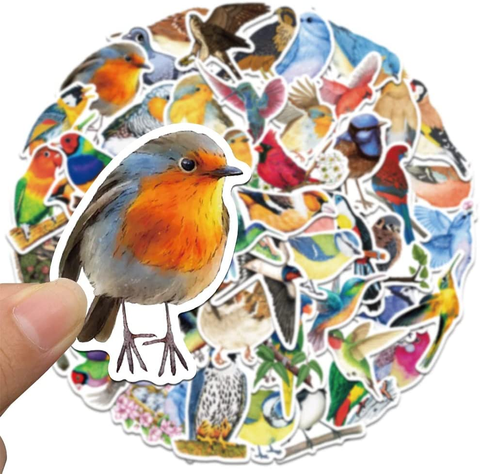 Colourful Bird Stickers 50 Pcs, Cartoon Birds Parrot Waterproof Vinyl Stickers for Laptop Phone Water Bottles Scrapbooking Journaling Guitar Skateboard DIY Decoration for Kids Teens image number 5
