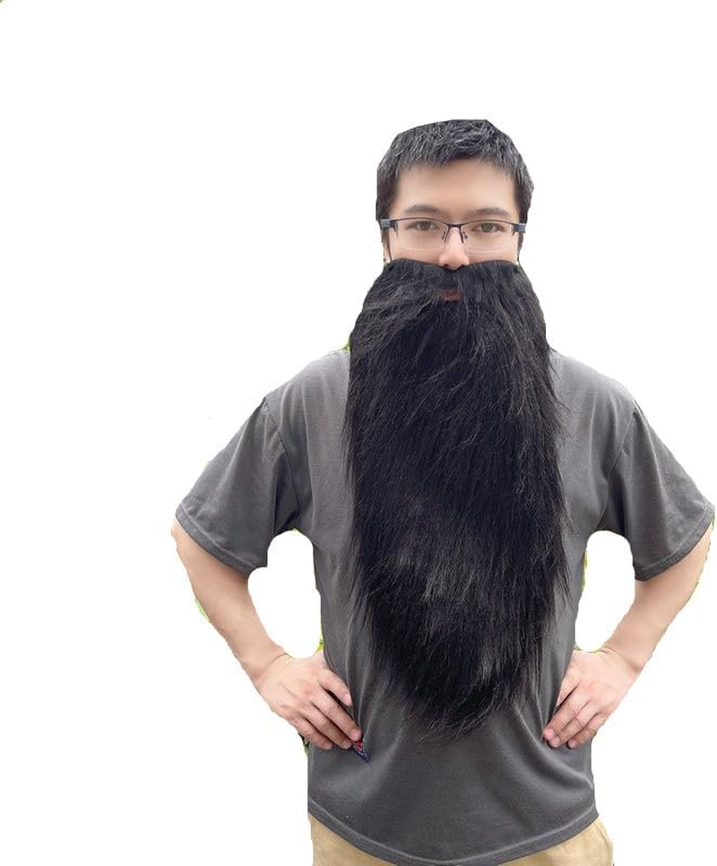 Party Fake Beard,Fake Long Beard and Mustache Men'S Big Beard Old Man Long Plush Beard Cosplay Holiday Party Party Costume Fake Whisker for Party Supplies Grey (White)