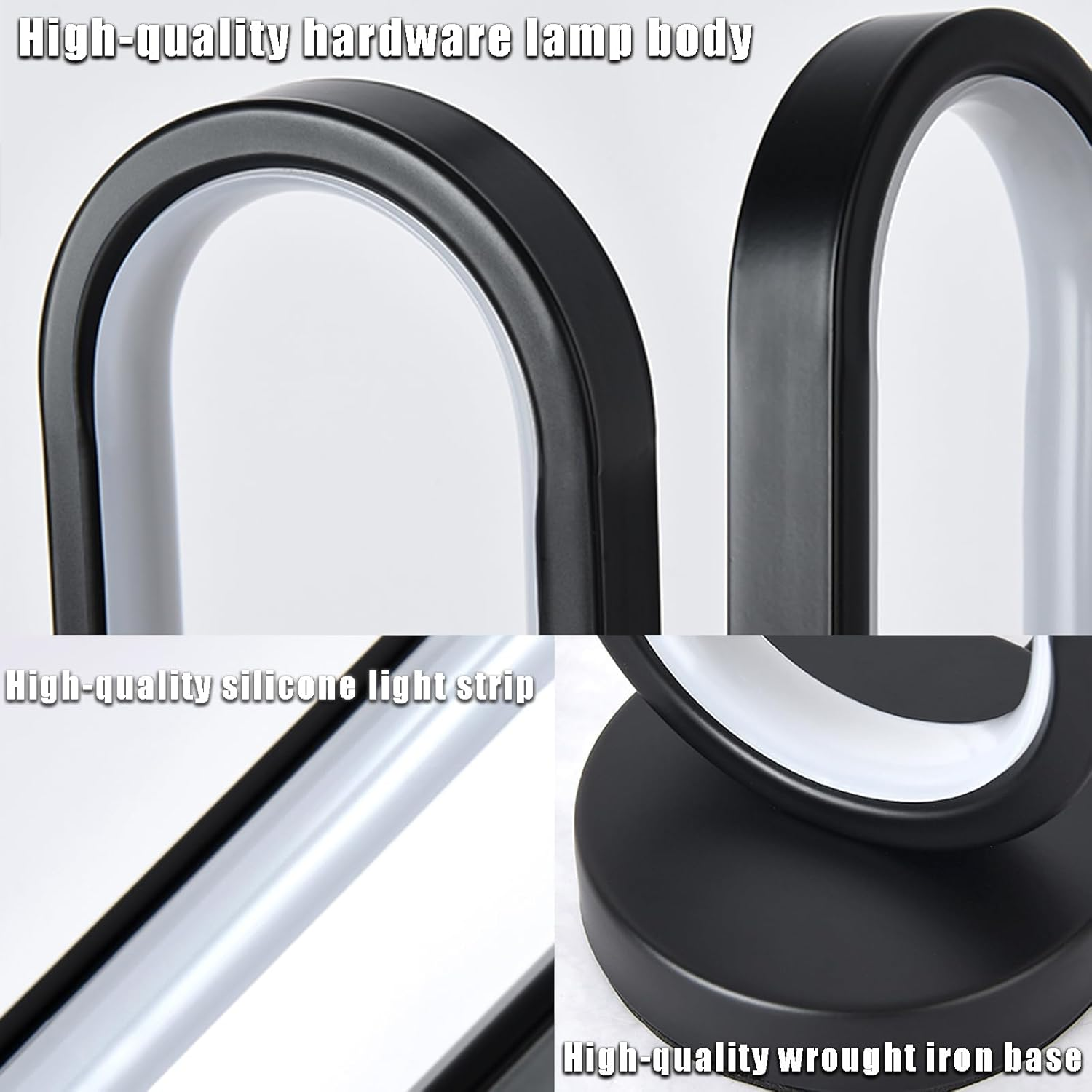 Small Modern Bedside Table Lamp, LED Oval Bedside Night Light, 3 Color Temperatures and 10 Brightness Levels, 8.6'' Desk Lamp for Bedroom, Living Room, Reading Lamp, Home Decoration, White image number 2