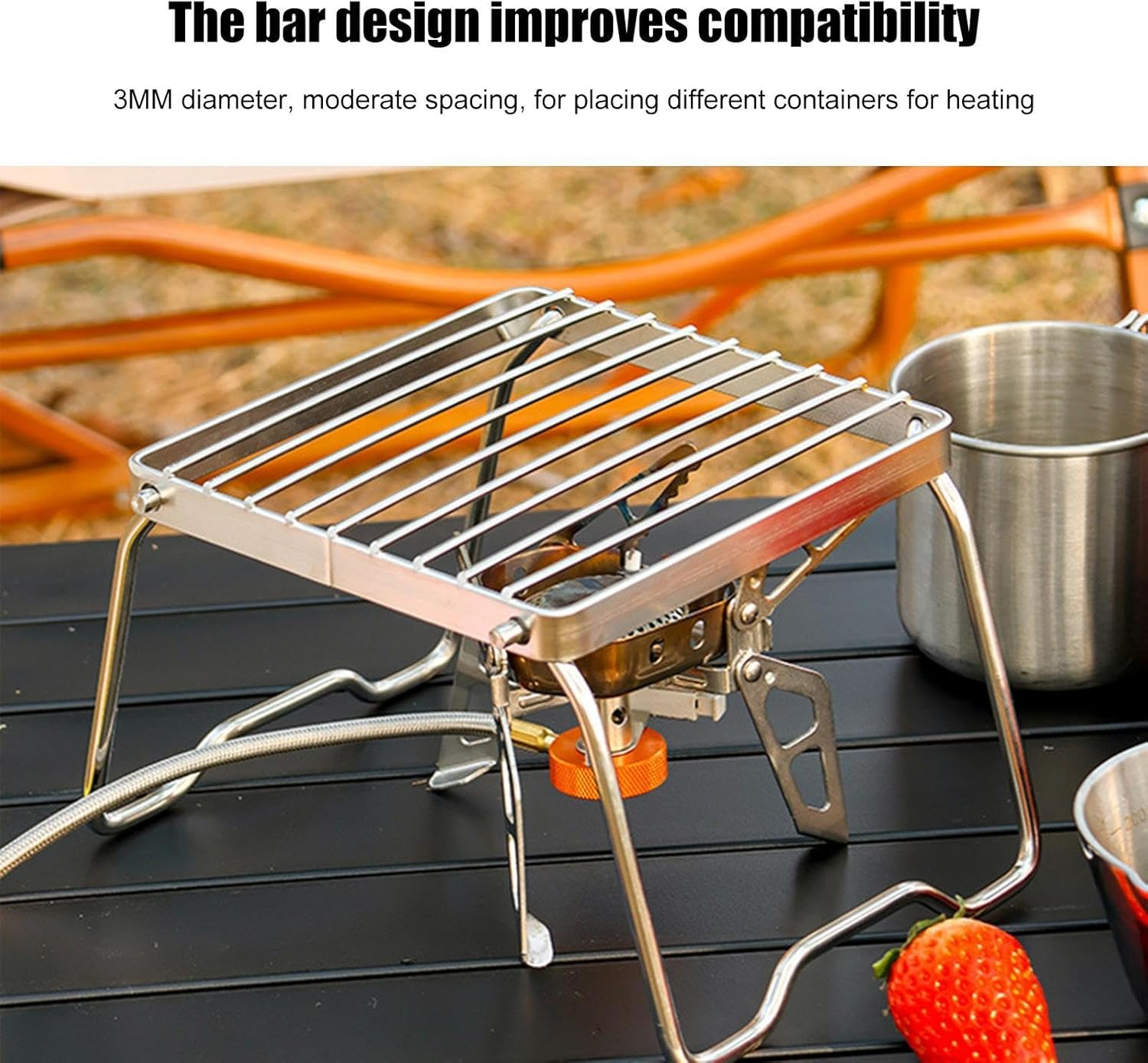 Folding Camp Fire Grills,Camp Fire Grill with Folding Design | Portable Camping Grill Cooking Equipment BBQ Grill Grate Camping Cooking Accessories for Backpacking, Hiking image number 3