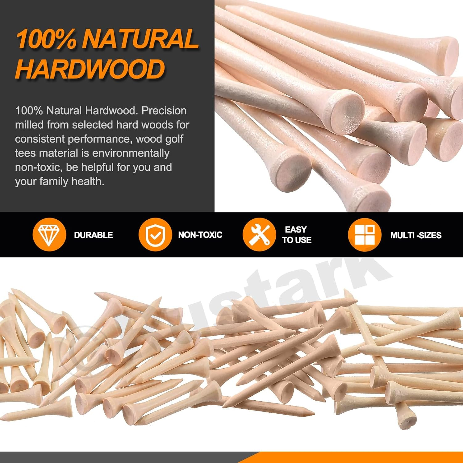 180Pcs 4 Sizes Golf Tees Assortment Kit Durable Bamboo Tees Wooden Golf Tees Less Friction Wood Tees Reduce Friction Side Spin for Golf Training Golfer Professional image number 3