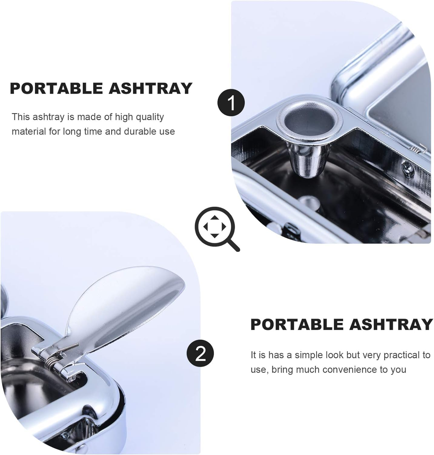 Pocket Ashtray Mini Square Metal Ashtray with Lid,1Pc Mini Portable Square Metal Ashtray,Travel Ashtray image number 3