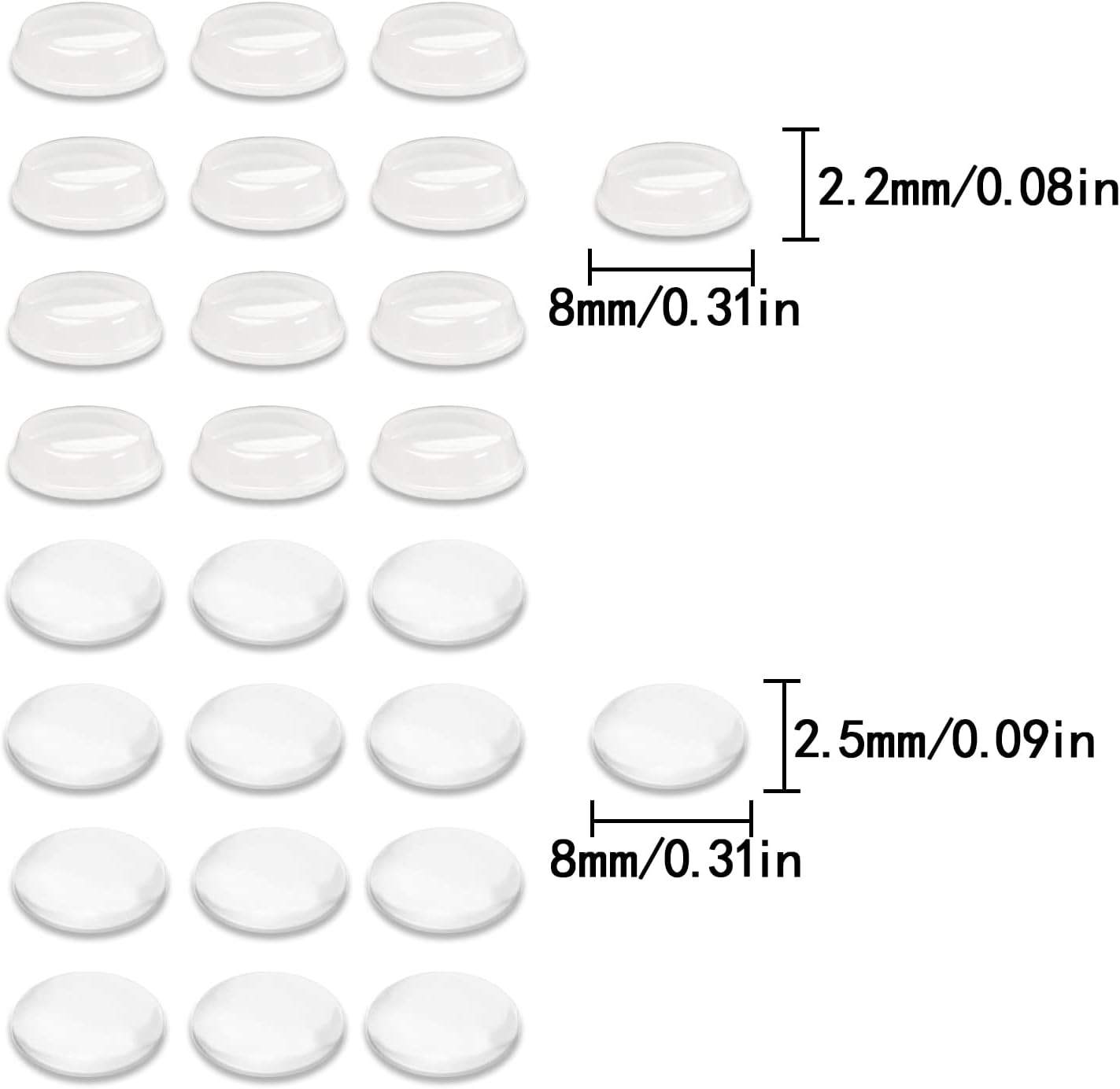 Cabinet Door Bumpers, 200 Pcs Self Adhesive Clear Sound Dampening Rubber Pads for Cabinets Drawer Picture Frame Sound Dampening (8Mm) image number 6