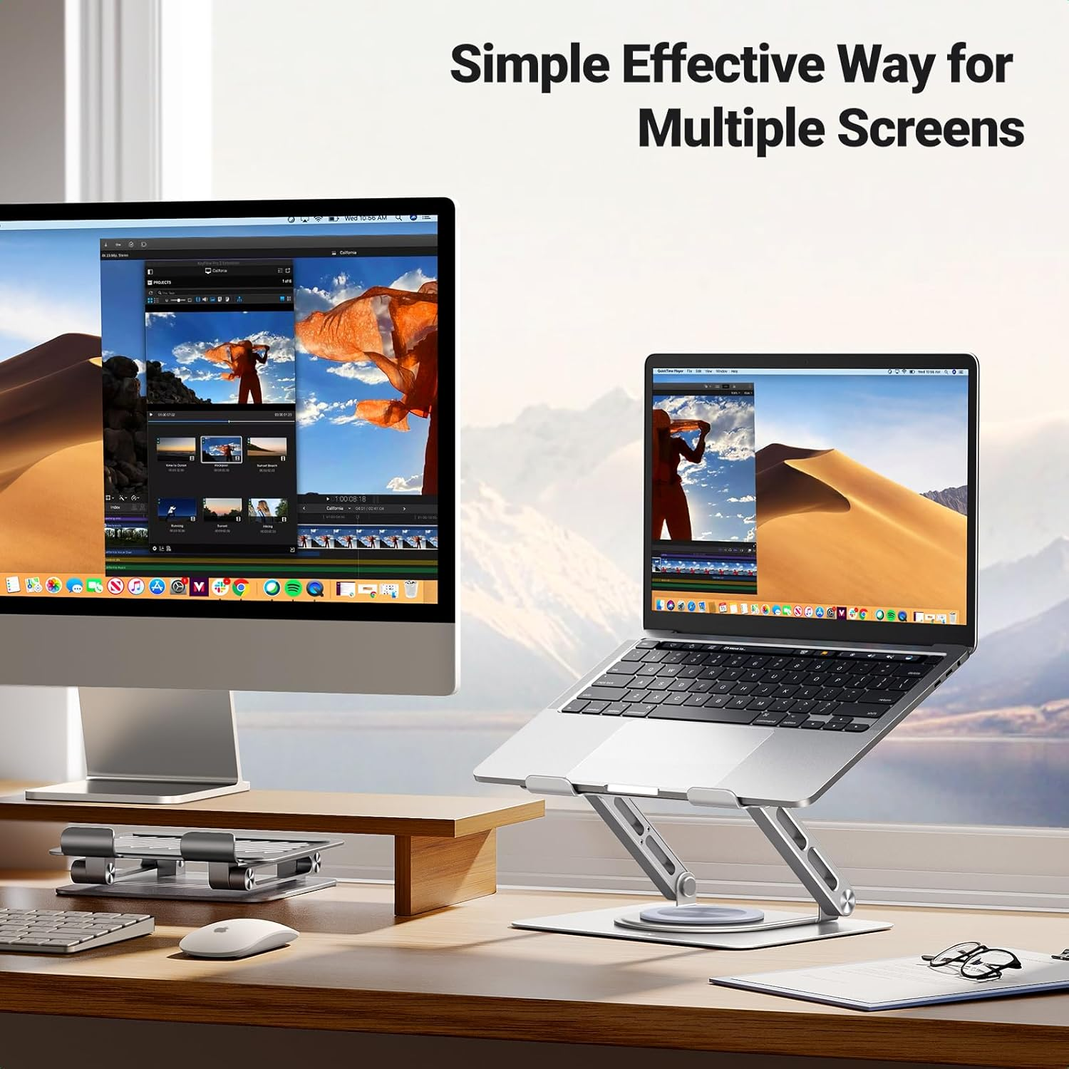 UGREEN Laptop Stand for Desk Holder with 360&deg; Rotating Base, Adjustable Computer Riser Ergonomic, Compatible with Macbook, Notebook, up to 17.3 Inch image number 5