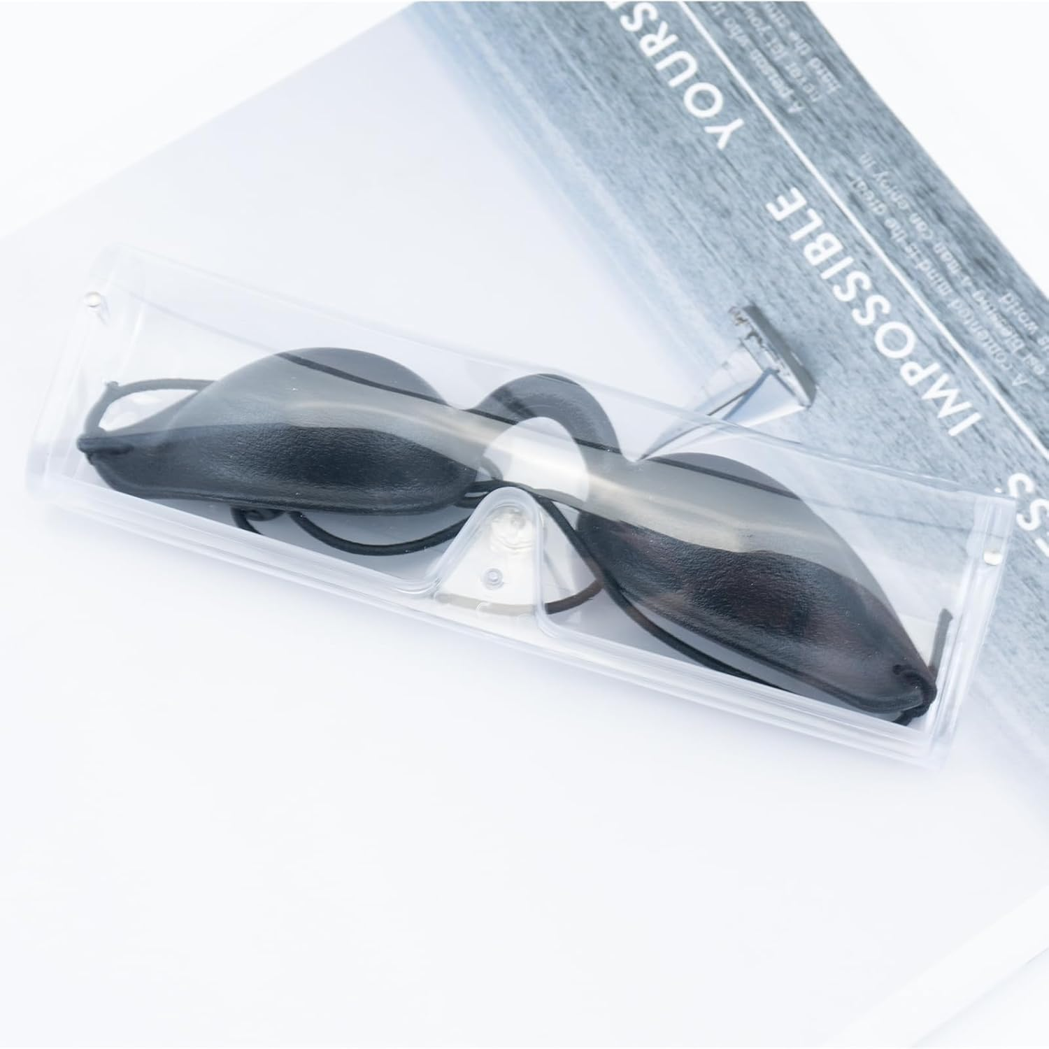 Safety Tanning Goggles and Durable Eye Patch Light Protection Eyewear with Transparent Bags for Patients in IPL, UV, Infrared LED Light Therapy Sunbathing on the Beach - Black image number 2