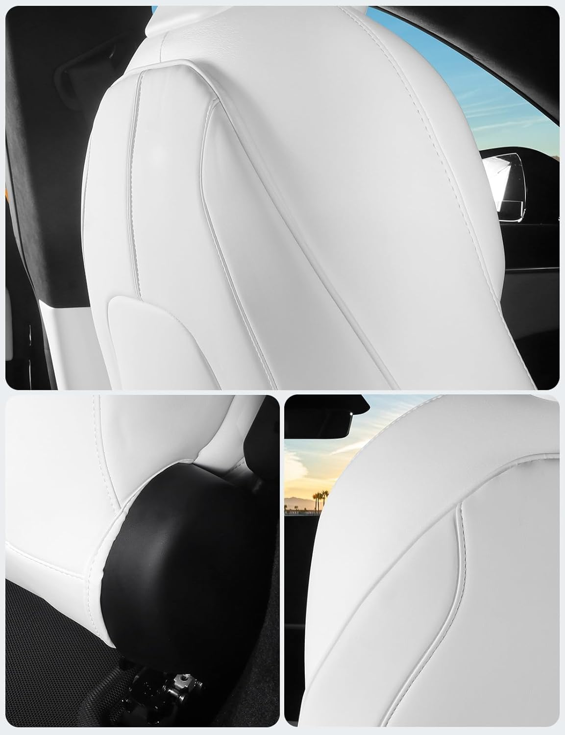 VINBY for Model 3 Y Leather Seat Back Protector Mats(Set of 2),Kick Protector Backseat Mats for Kids,Protect from Mud, Stains, Scratchessuitable for Model Y 3 Assesories (White) image number 5