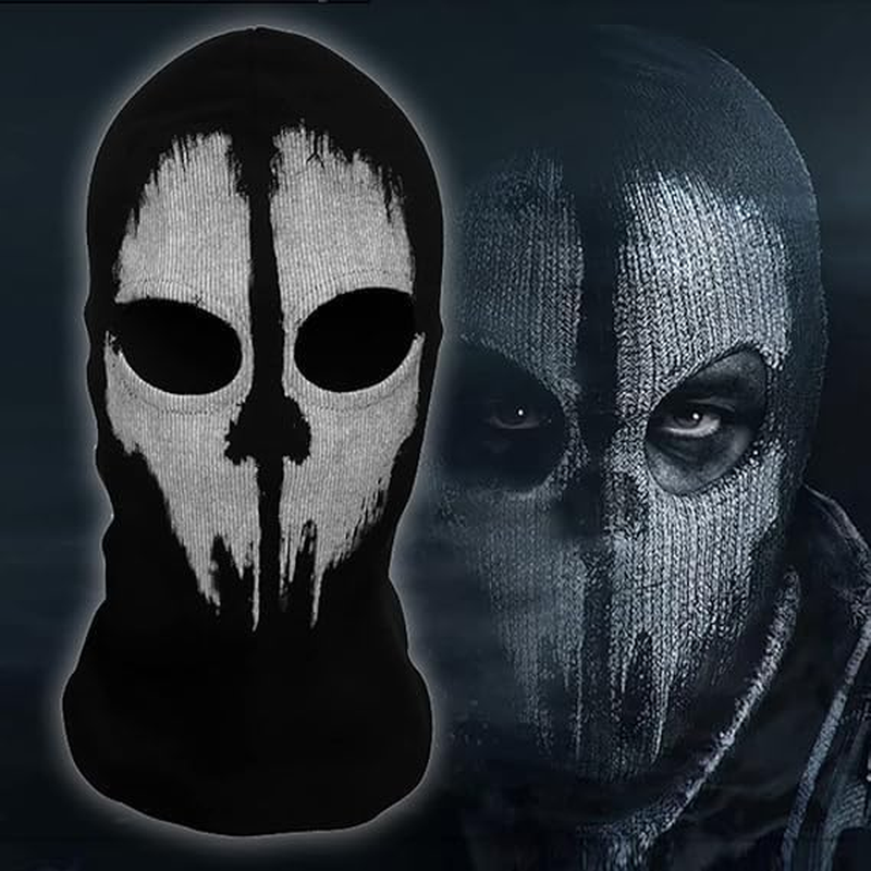 Balaclava Mask for Call of Duty Style - Ghost Face Skull Print Unisex Halloween & Cosplay Ski Mask, Tactical Full Face Cover for War Games