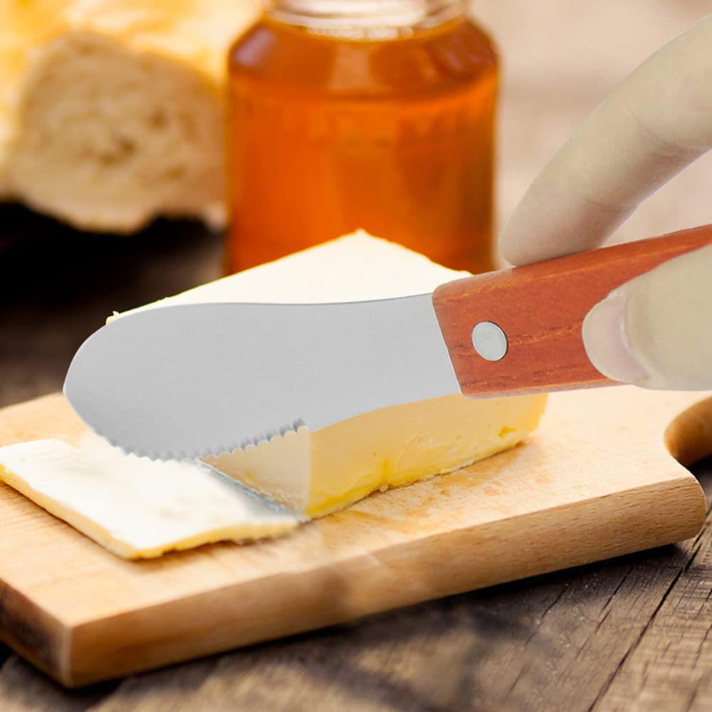 Stainless Steel Butter Cheese Spreader Kitchen Knife with Wooden Handle image number 3