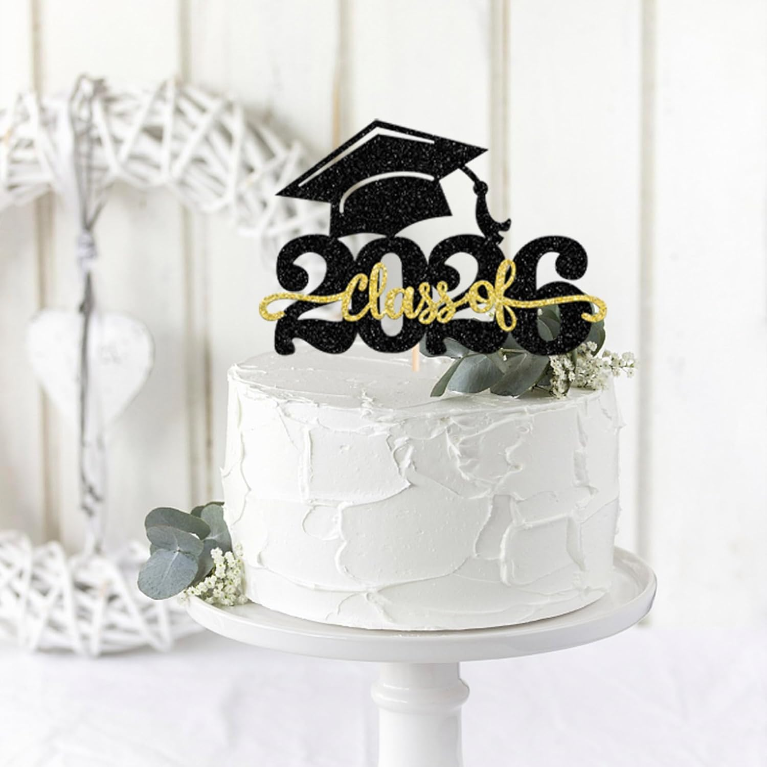 1 Pack Class of 2026 Cake Topper Glitter Congrats Grad Cap 2026 Graduation Cake Pick for 2026 Graduation Theme High School Boys Girls Graduate Party Cake Decorations Supplies image number 5