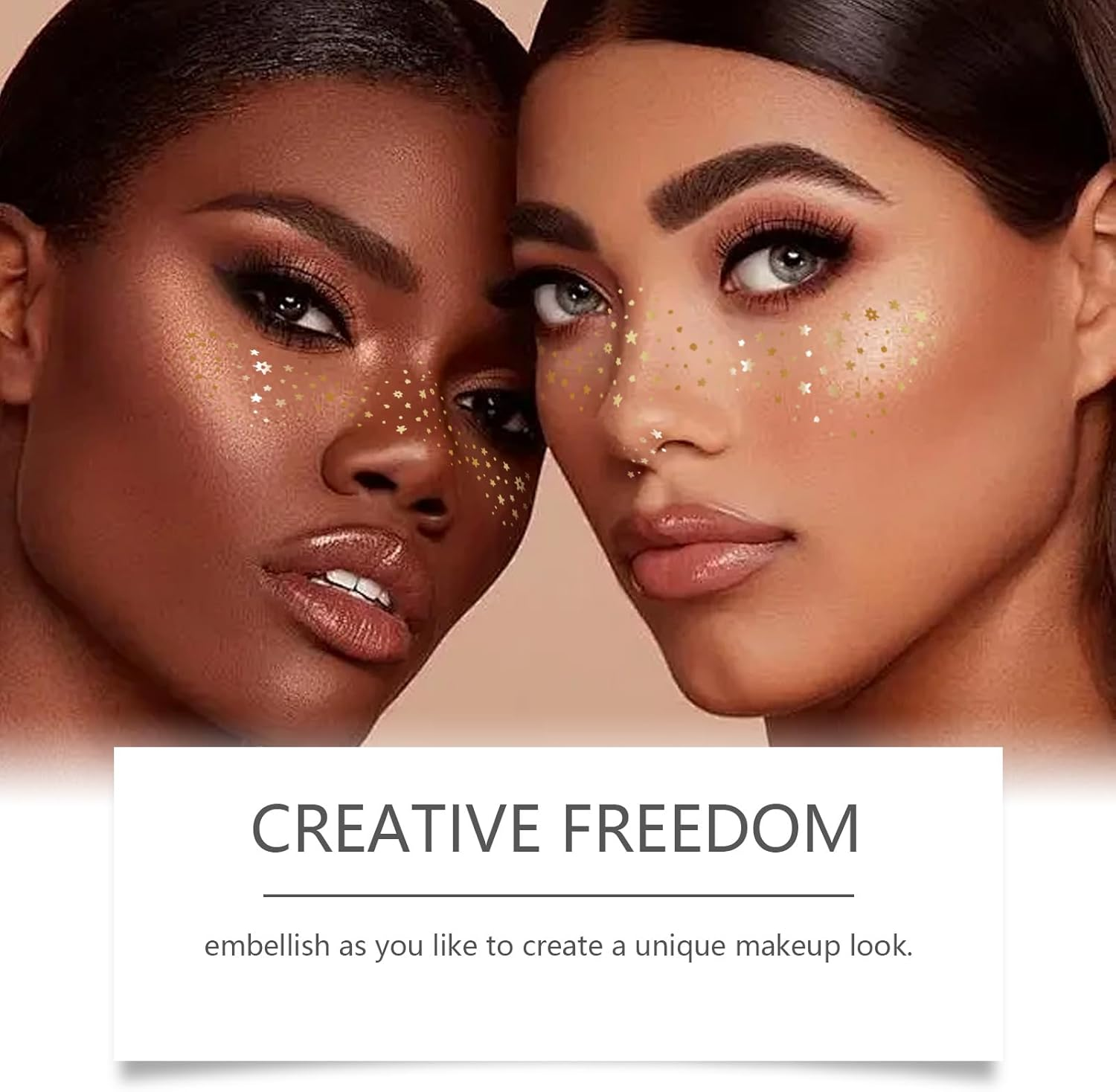 Glitter Freckles Face Tattoo,Glitter Freckle,Sparkle Makeup Patches-Rose Gold-Face Glitter Speckles Patches,6Pcs (Gold) image number 5