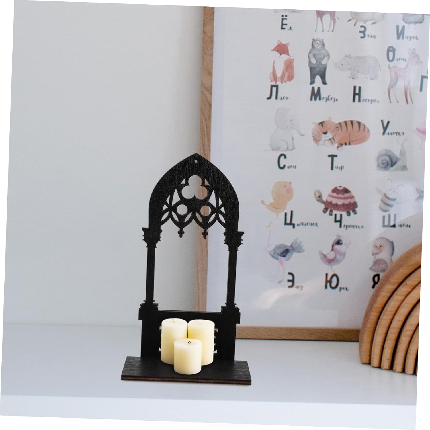 Gothic Candle Holder Set Vintage Pillar Candle Stands for Table Centerpiece Home Decor Church Bar Restaurant Ambiance image number 2