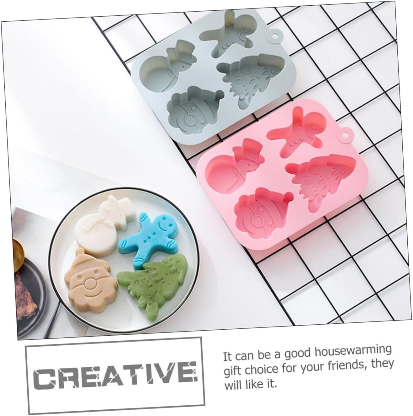 Yardwe 2Pcs Non-Stick Christmas Cake Mold Silicone DIY Baking Molds for Kitchen Christmas Decoration image number 1