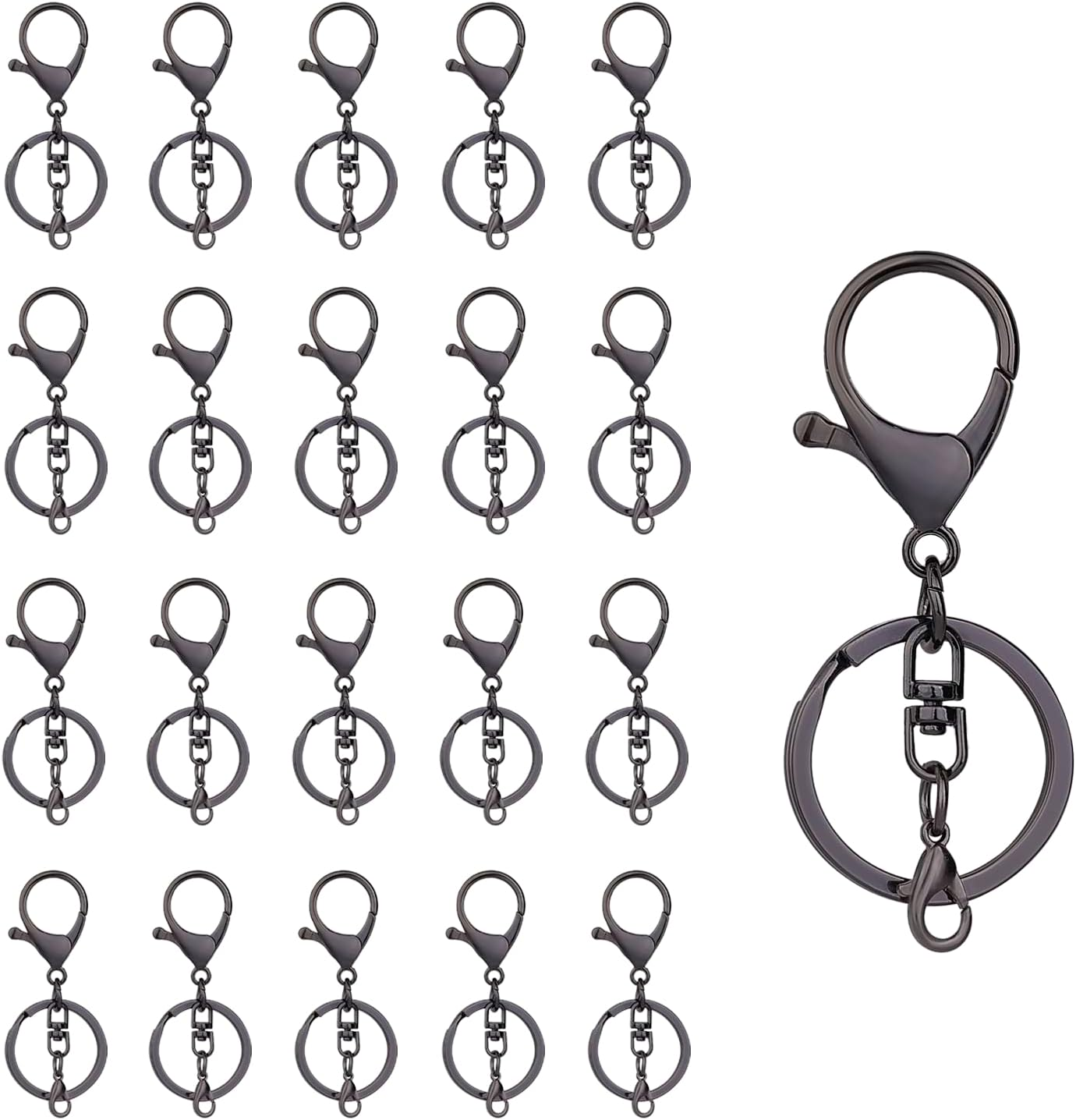 20Sets Golden Lobster Claw Clasps Hook with Flat Split Keychain Ring with Swivel Trigger Clip with Little Lobster Clasp for DIY Craft Jewelry Making