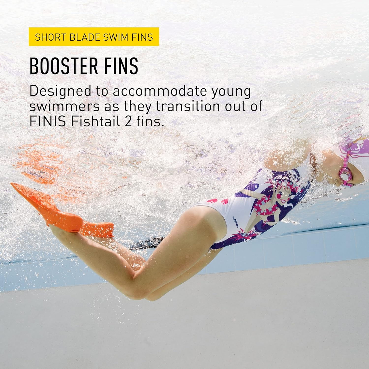 FINIS Booster Swim Fins for Kids - Floating Rubber Fins - Teaches Kick Technique - Open-Toe Design - Comfortable Fit - Green image number 5