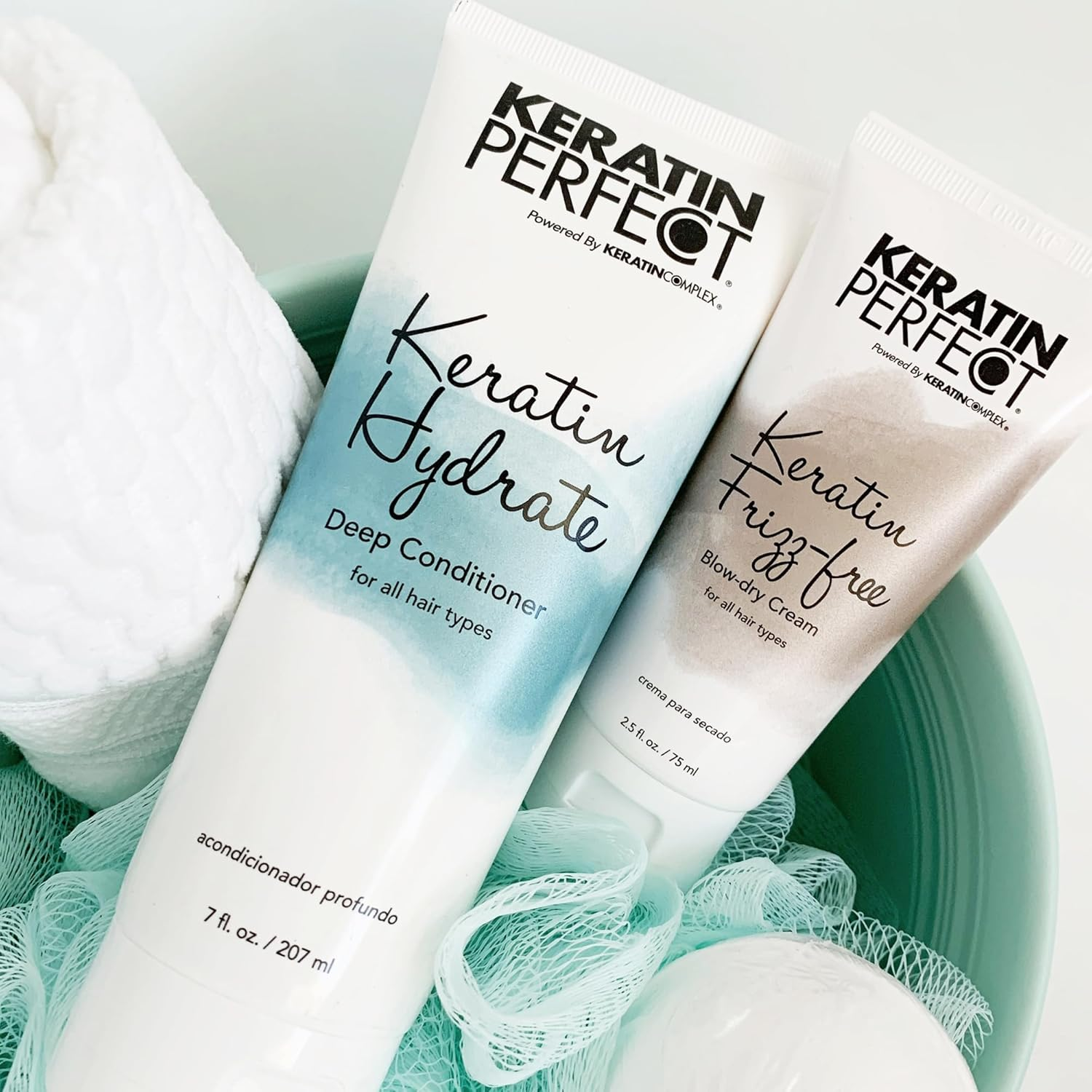 Keratin Perfect Hydrate Deep Conditioner Masque for All Hair Types, Boosts Moisture, Prevent Breakage, 7 Oz White image number 5