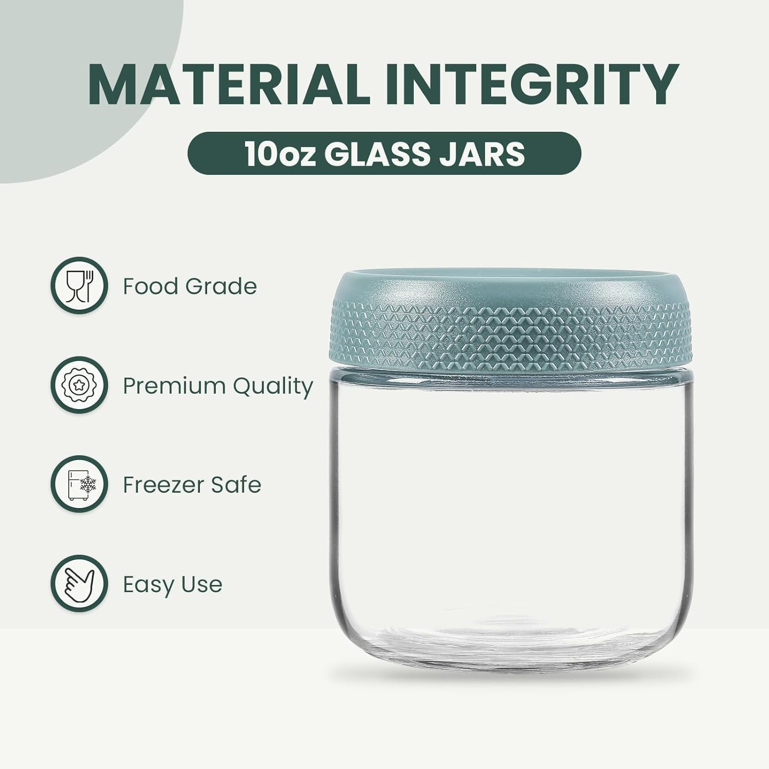 6 Pack Overnight Oats Containers with Lids,Reusable Glass Jars with Airtight Lids Wide Mouth Mason Salad Jar Meal Prep Jar for Overnight Oats, Cereal,Yogurt,Salad(10Oz/350Ml) image number 2
