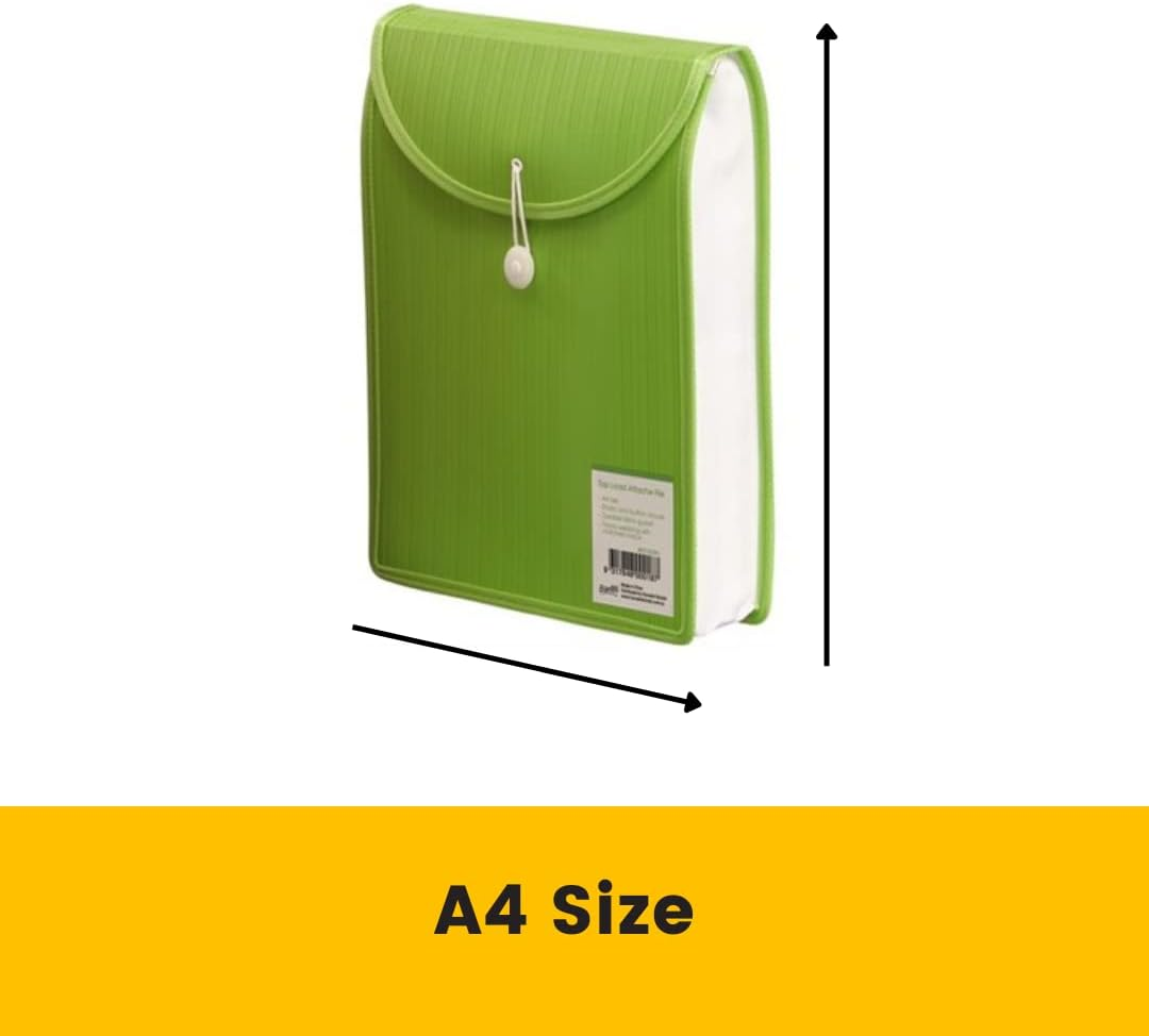 Bantex, A4 Top Load Attache File, Store up to 500 Sheets, Elastic and Button Closure, Geen image number 2