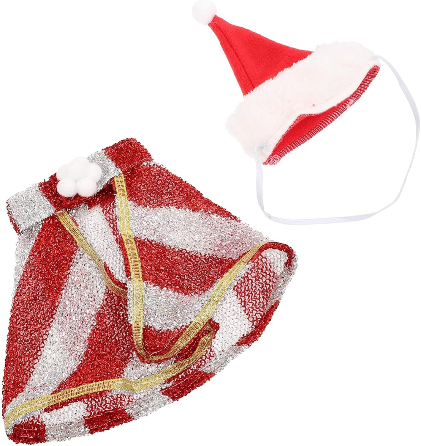 Cat and Dog Clothes Santa Hat and Cape Set for Pet Christmas Costume Winter Dress up Clothing for Dogs for Holiday Parties