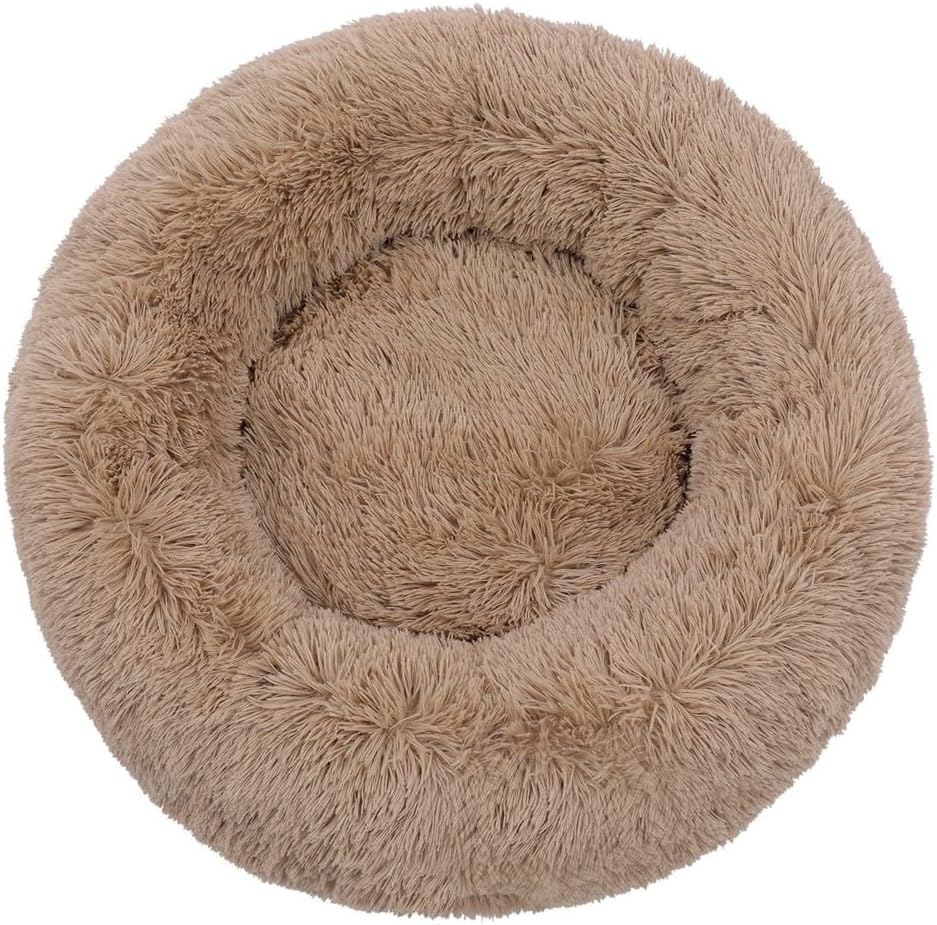 Paws & Claws Calming Plush Bed for Dogs, Camel, Large