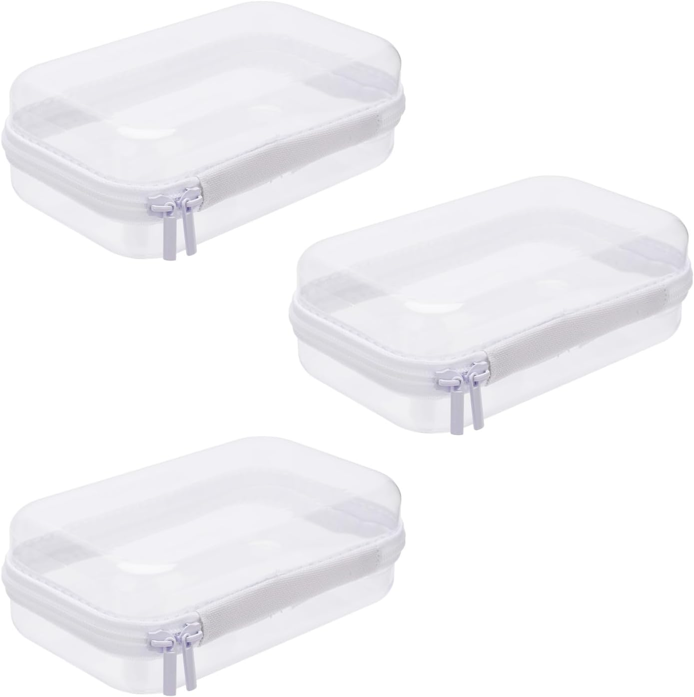 3Pcs Zippered Transparent Cases for Snacks, Potable Clear Organizer Snacks Hard Clear Zipper Case Pouch Clear Zipper Case for Storing Snacks Kids Gift, Transparent, One_Size, Transparent Plastic