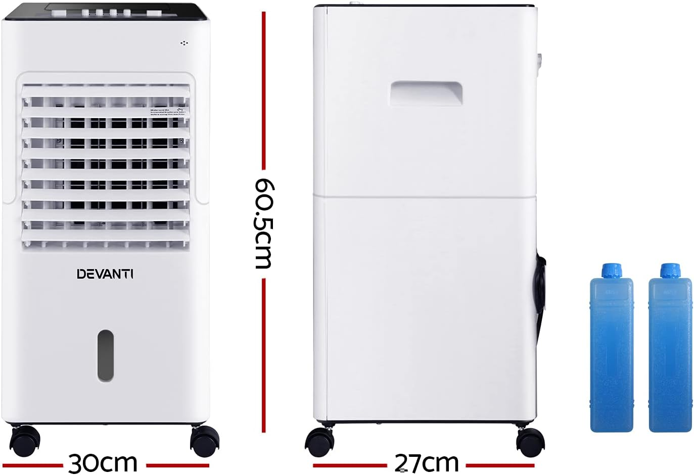 Devanti Evaporative Air Cooler, 4 in 1 Portable Air Conditioner, 6L Water Tank, 3 Speed, Auto Swing, W/2 Ice Box, Air Purifier for Bedroom Home Office image number 4