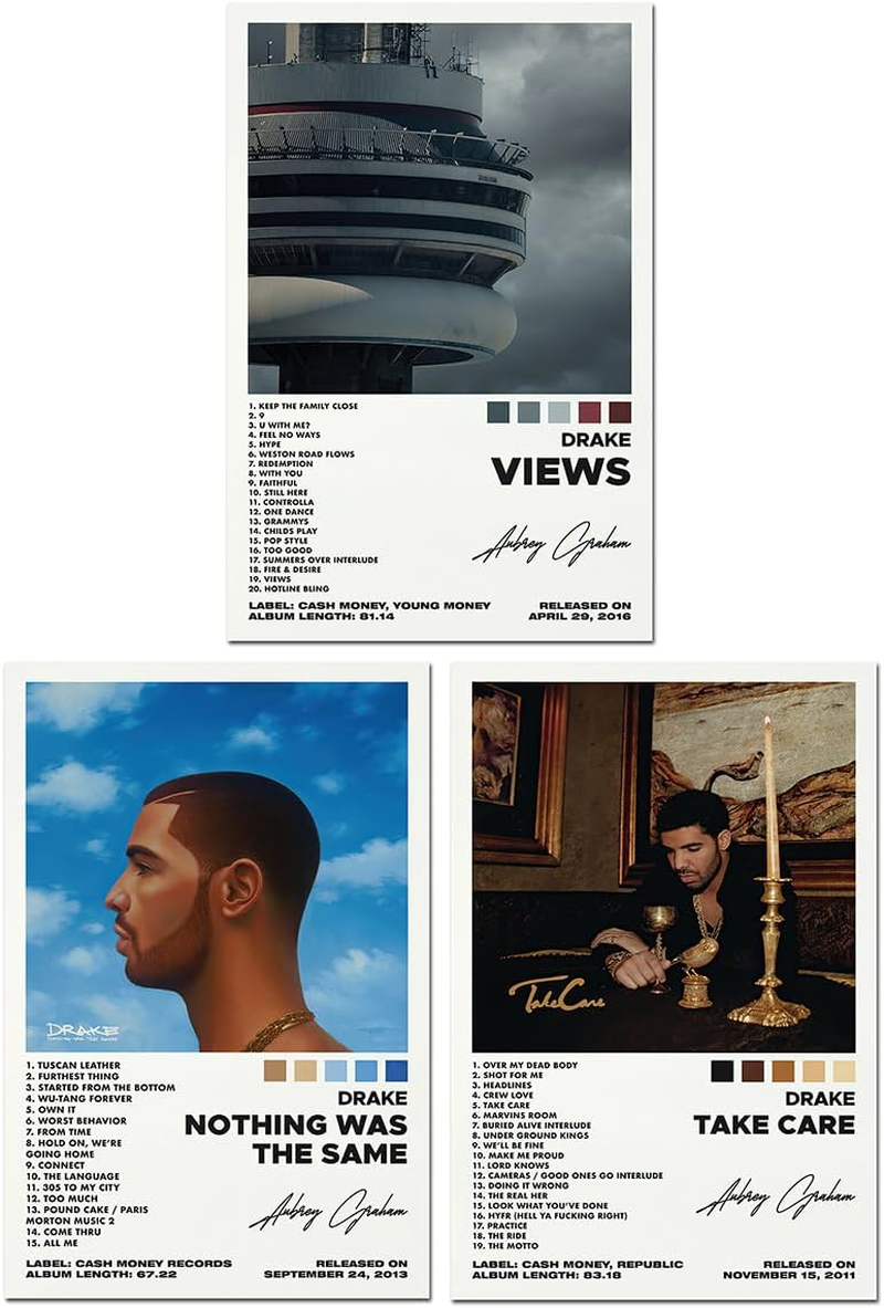 A Set of 3 Canvas Posters,Drake Poster Nothing Was the Same Poster, Album Aesthetics 3 Piece Set,12X18In Canvas Prints Unframed Set of 3 image number 2