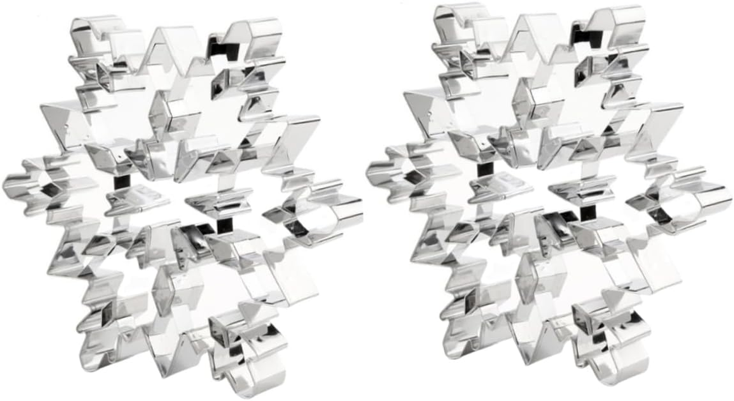 2Pcs Stainless Steel Snowflake Cookie Mold Fun Fondant Baking Tool for Creative Christmas Treats Easy to Clean and Reusable Design for Home Bakers and Boys and Girls image number 2