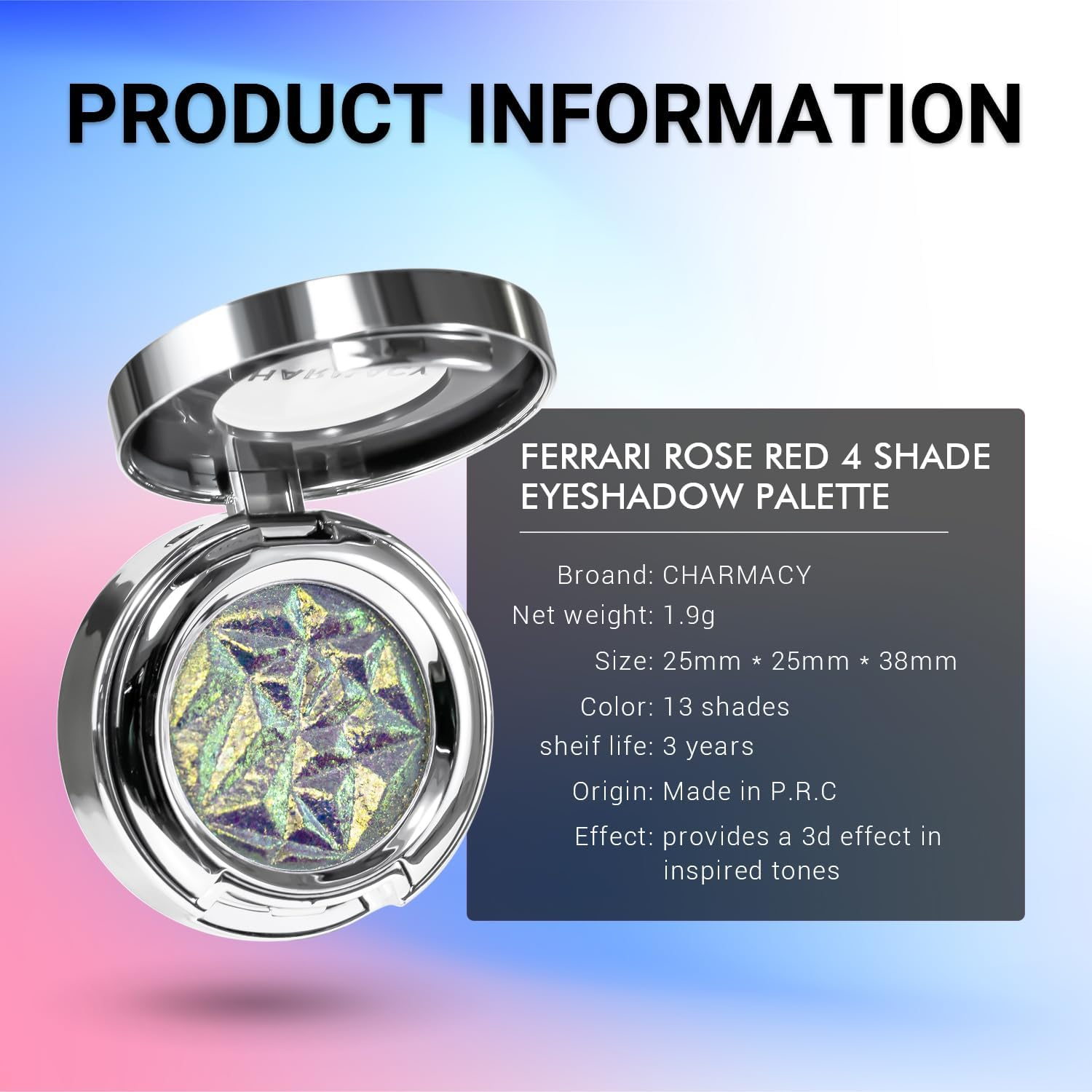 CHARMACY Multichrome Eyeshadow, Insane Shifters Chameleon Eyeshadow, Creates High-Impact, Glitter Metallic Eye Looks, 100% Vegan and Cruelty Free, 1.9G (#809) image number 2
