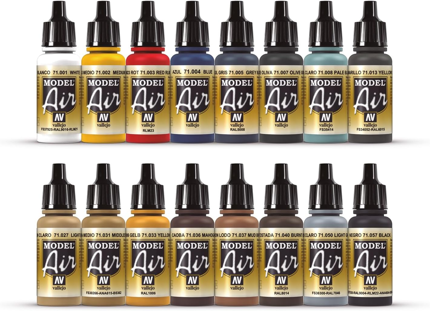Vallejo Model Air Basic Colour 16 Piece Colour Set
