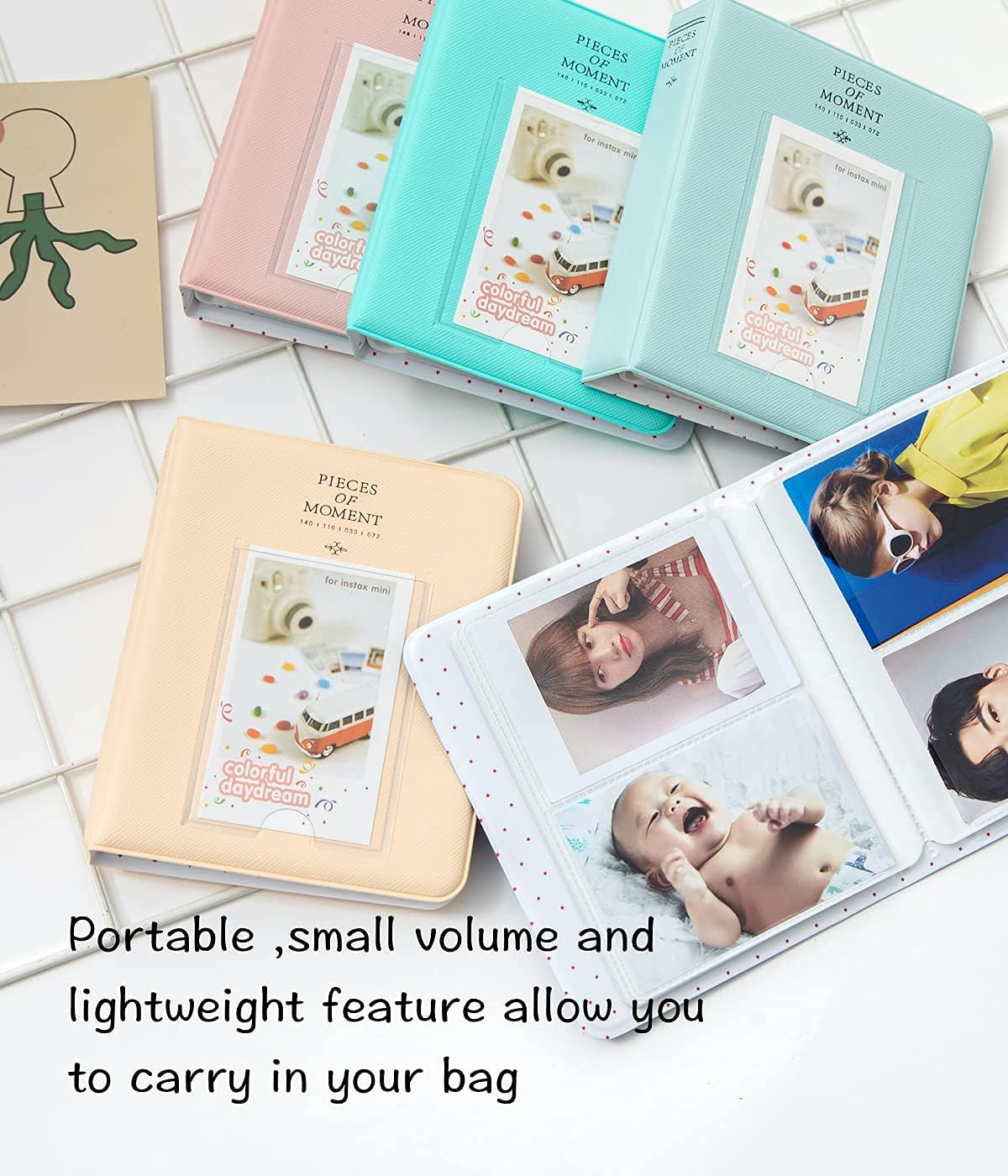 Polaroid Photo Albums,2Pcs Goodsnetic 64 Pockets Album for Fujifilm Instax Mini 7S 8 8+ 9 25 26 50S 70 90 Instant Camera Name Card,Photo Book for Polaroid PIC-300P/Z2300 Pink&Smokey White - Pinksmokey White image number 5
