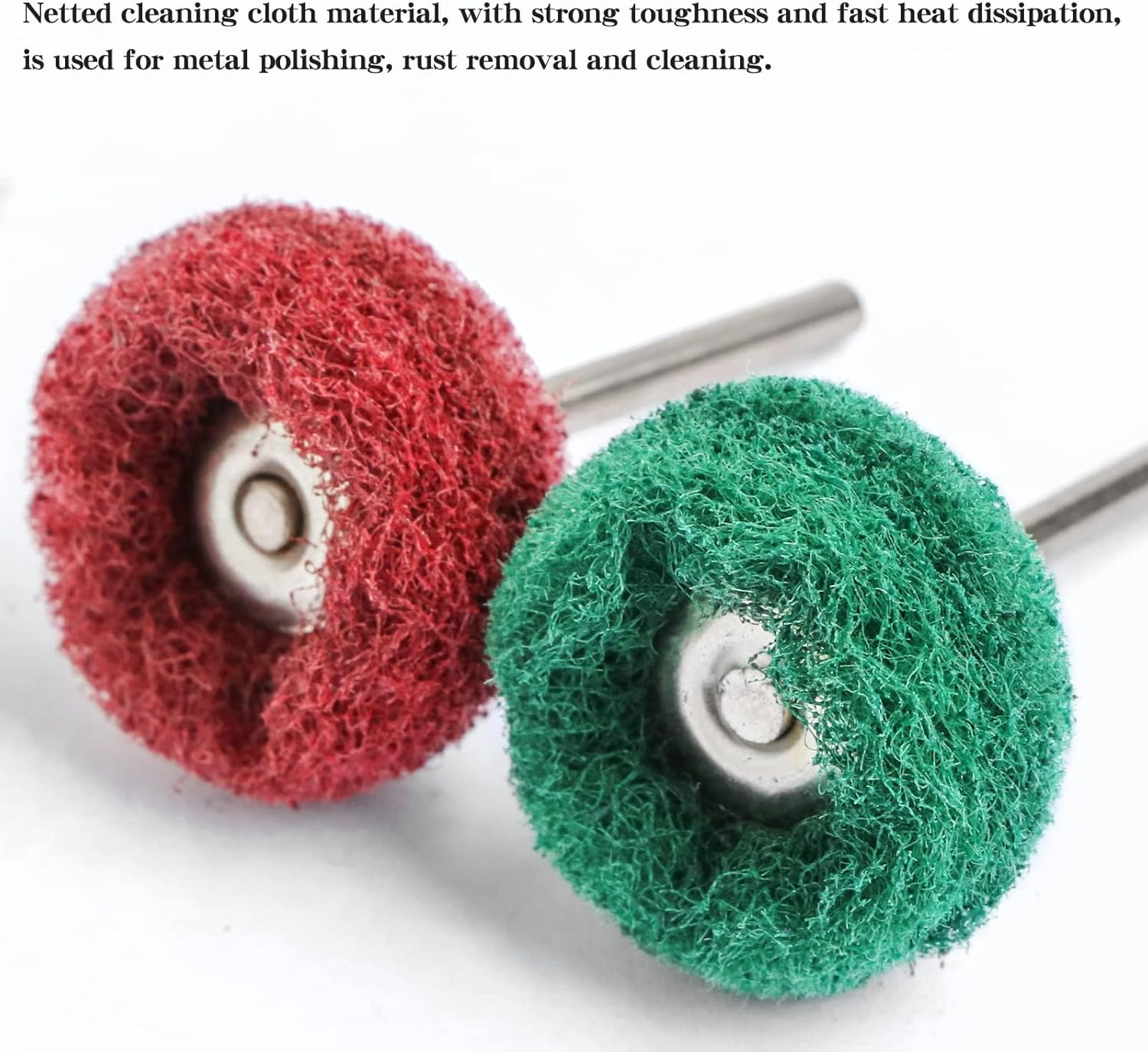 100Pcs 1" Abrasive Wheel Buffing Polishing Wheel Set for Rotary Tool, with 2.35Mm Shaft for Rust Removal Deburring Metal Polishing Red 320# image number 2