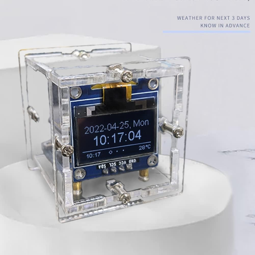 Dovhmoh ESP8266 DIY Electronic Kit Mini Clock OLED Display Connect with Shell DIY Soldering Project image number 5