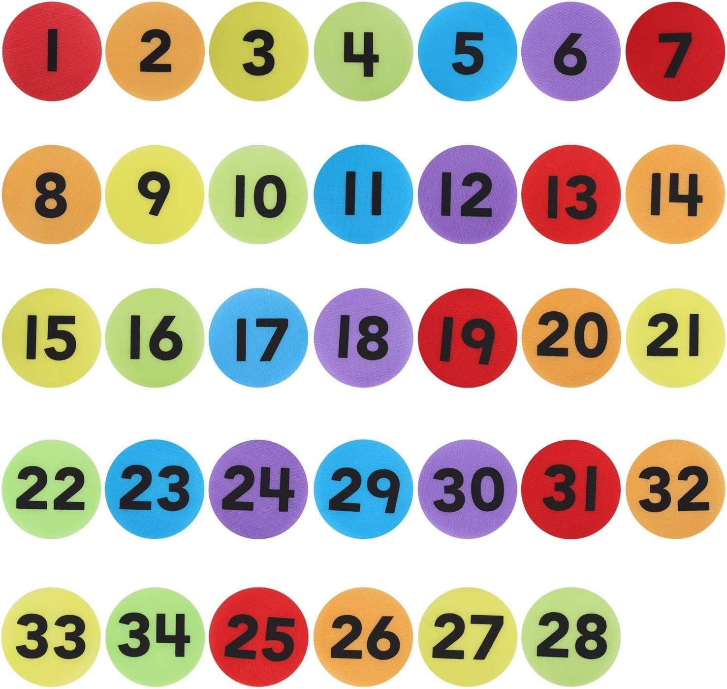 60 Pieces Carpet Spot Sit Markers, 4 Inches Diameter Floor Spots for School,Teachers,Classroom and Kids (1~34 Numbers and A~Z Alphabet) image number 4
