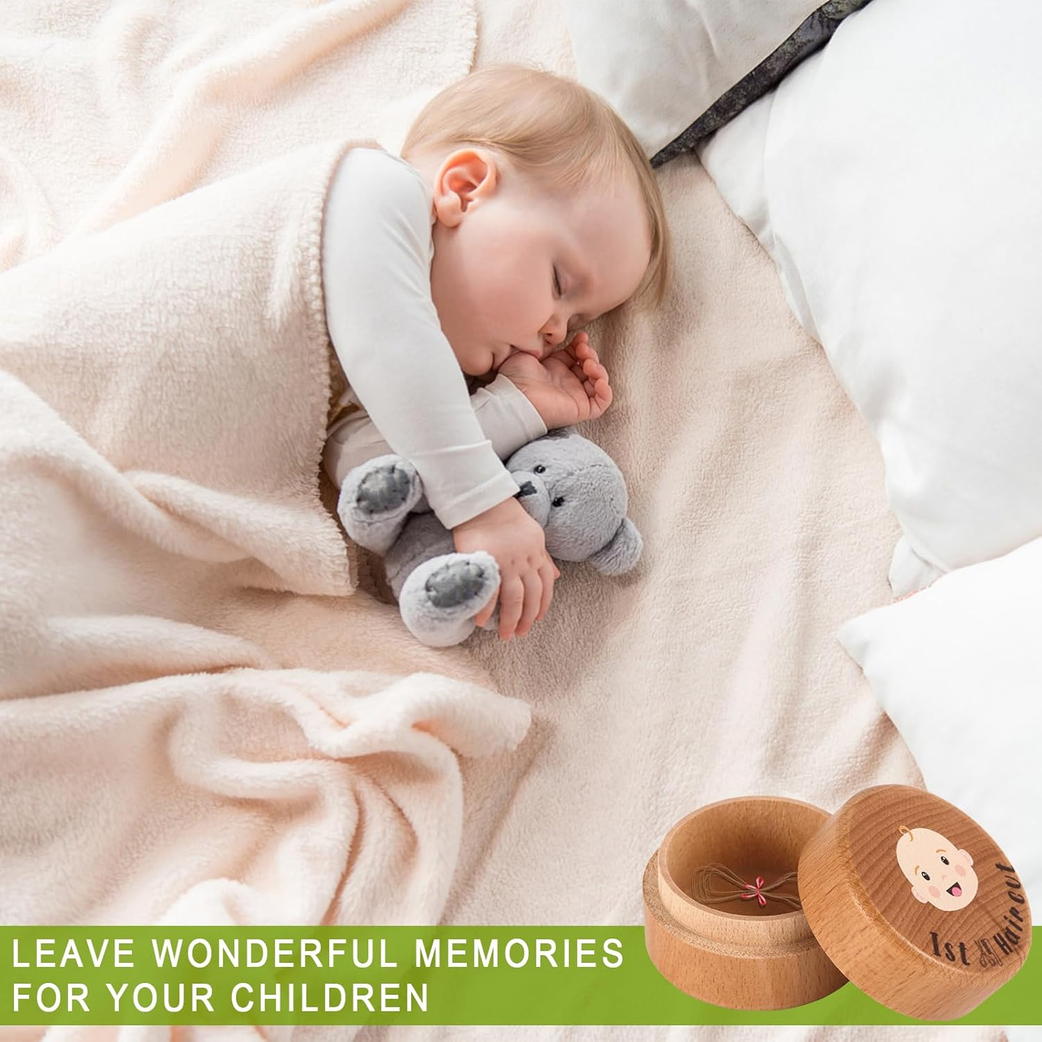 Baby'S First Hair Keepsake Box - Wooden Fetal Hair Collection Box for Baby Shower Birthday Gift image number 4