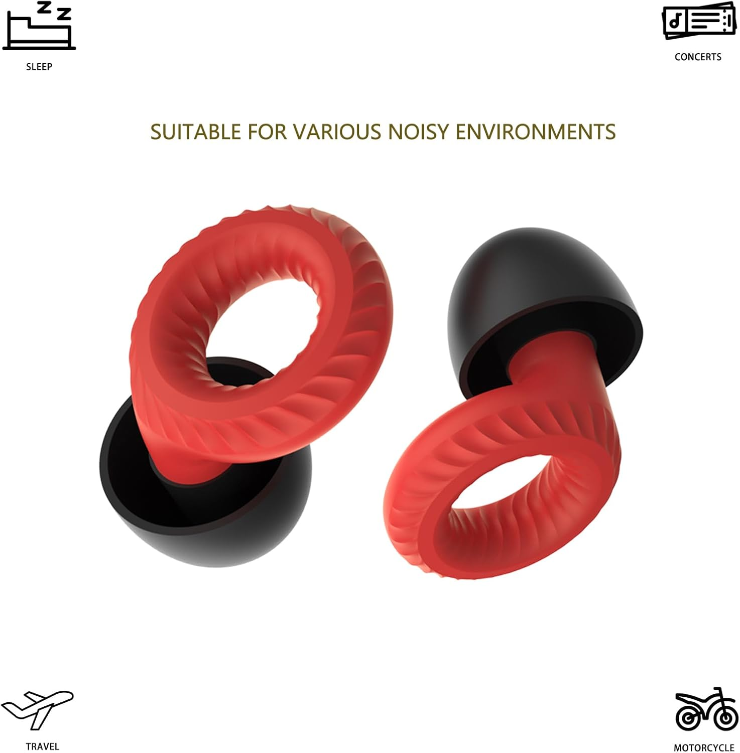 Ear Plugs for Concerts,Silicone Reusable Noise Reduction Musicians Earplugs,High Fidelity Hearing Protection for Noise Reduction,Festival,Dj&rsquo;S,Nightclub,Party - 8 Ear Tips with Earplug Lanyard(28Db) image number 6