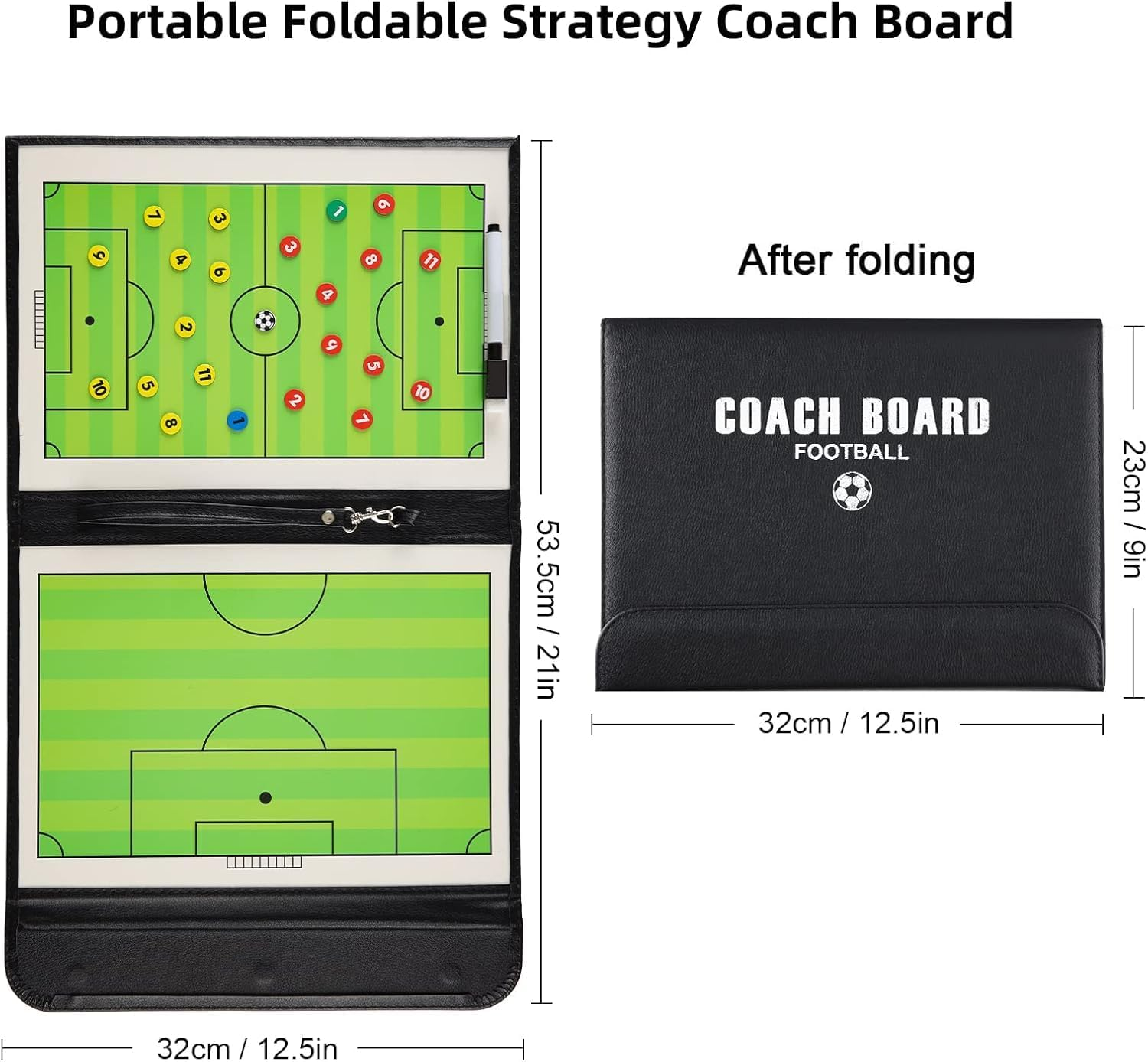 Coaching Board Coaches Clipboard Tactical Magnetic Board Kit, Portable Strategy Coach Board with Dry Erase, Marker Pen and Zipper Bag