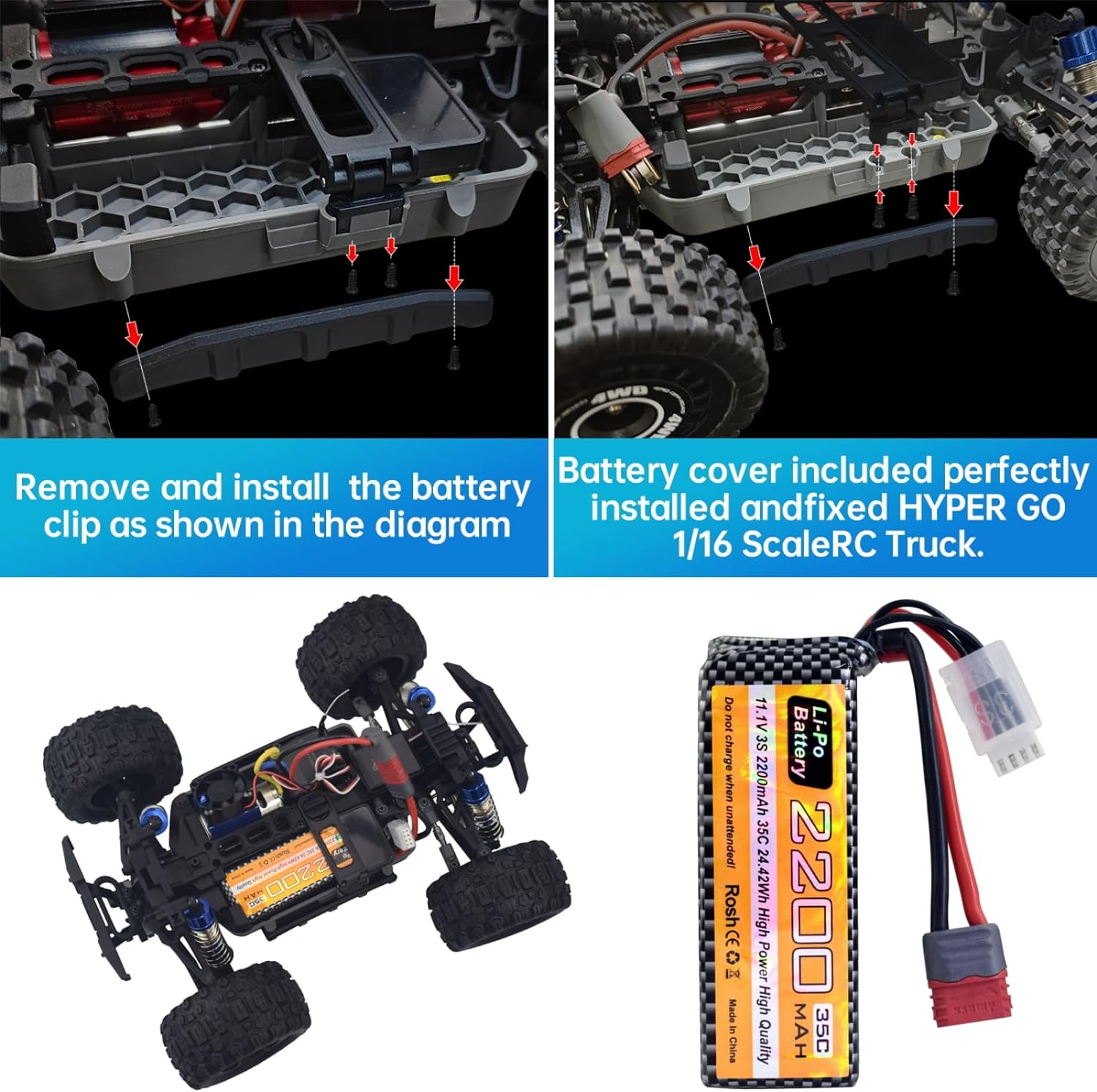 Fytoo 11.1V 2200Mah 35C 3S Lipo Battery with T Plug and USB Charging Cable Suitable for MJX H16P H16E H16GT H16BM H16PL 14301 RC Car High-Speed Drift Model Toy Car Upgrade Battery image number 1