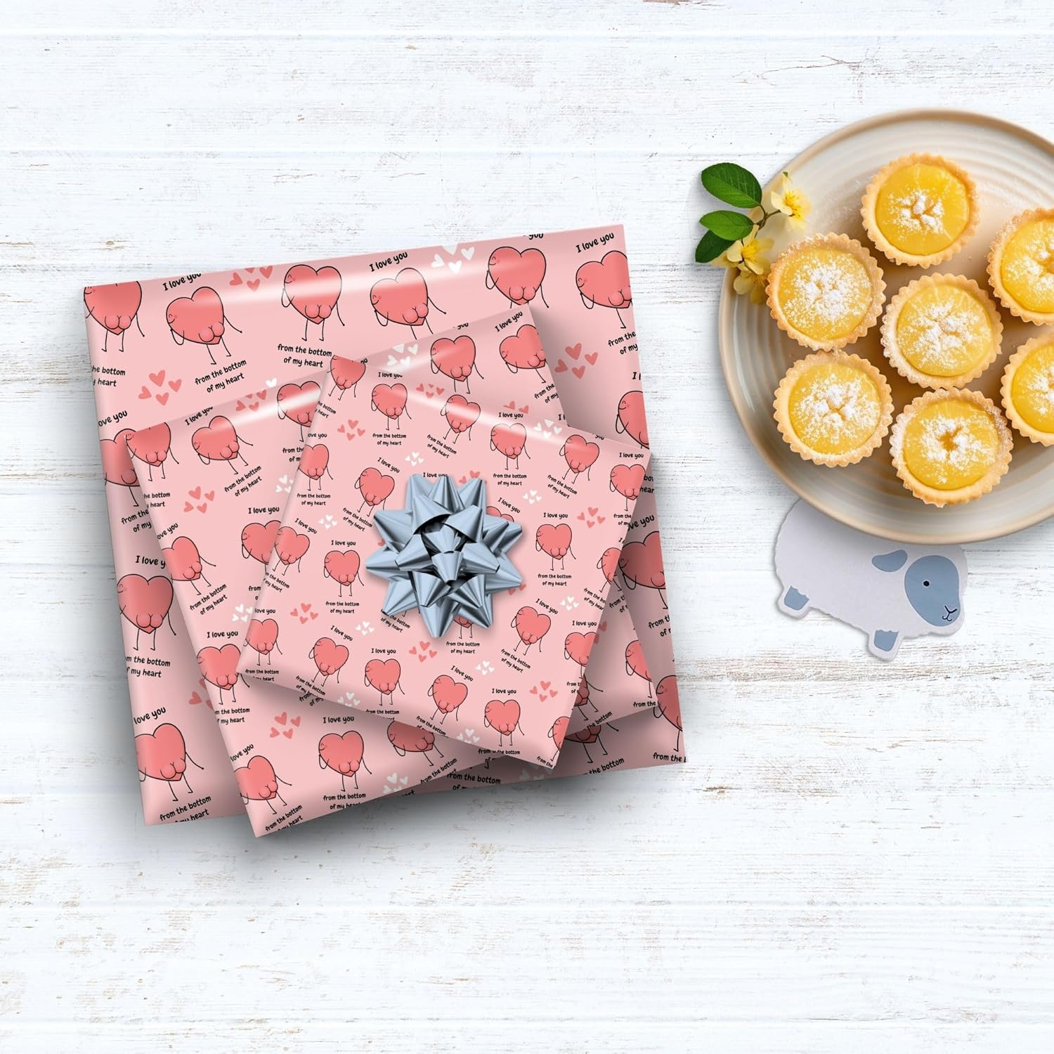 Limalima 4 X Wrapping Paper Sheets. Funny I Love You Heart Design Pink Perfect for Valentine Birthday Mother'S Day & Anniversary Suitable for Men Women Mum Dad Husband & Wife image number 3