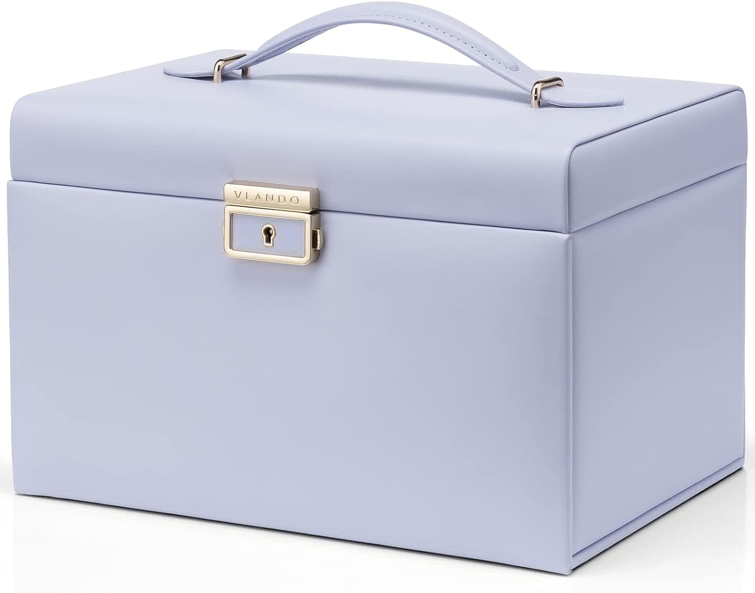 Vlando Jewelry Box Organizer for Girls Women, Large Baroque Jewelry Holder Organizer with Mirror, 3 Drawers for Bracelets, Earrings, Rings, Necklaces, Mothers Day Gifts for Loved One, Blue