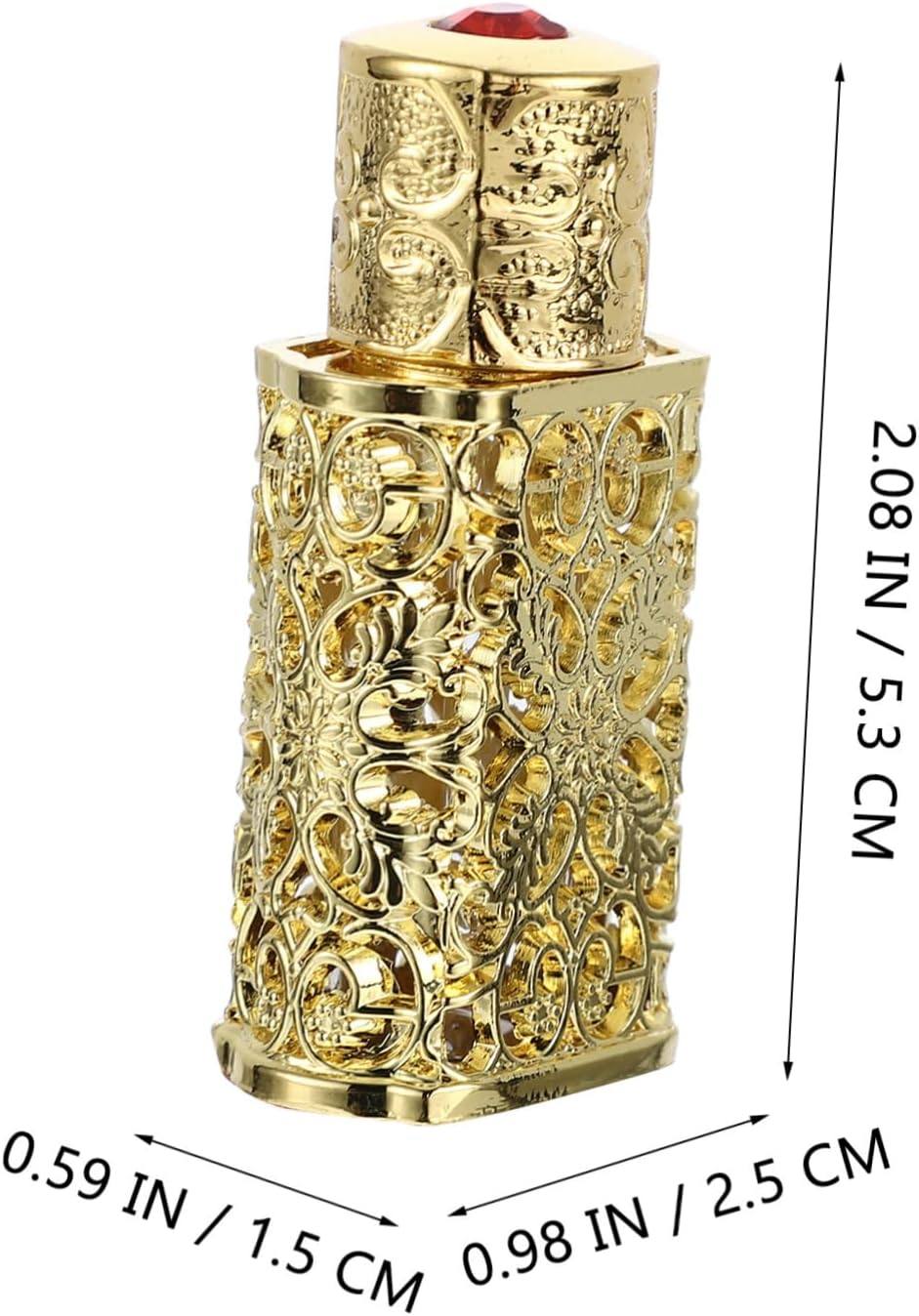 KOMBIUDA 3Ml Essential Oil Storage Bottle Metal Glass Perfume Dispenser Hollow Engraved Spray Bottle for Travel and Cosmetic Use image number 1