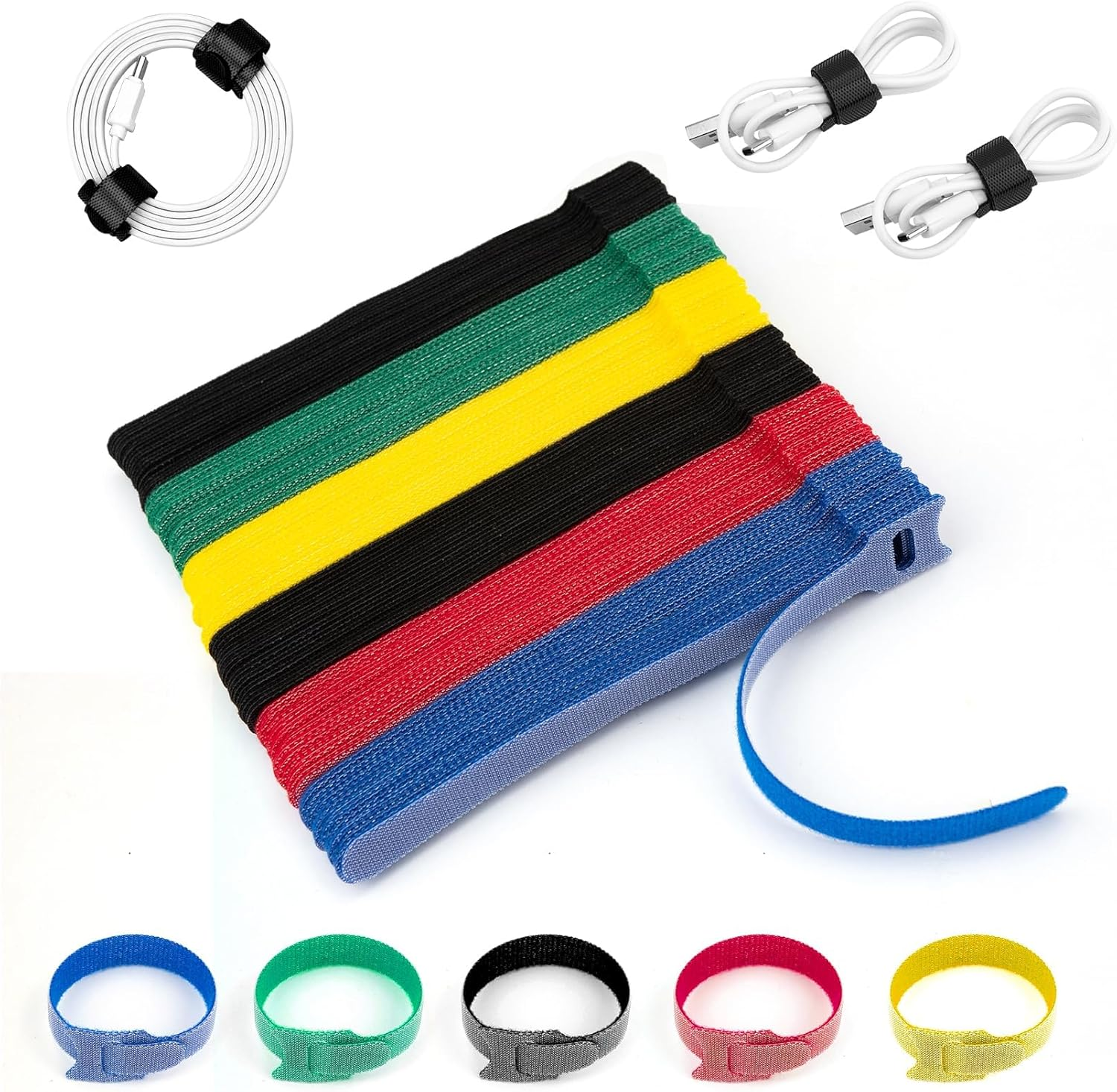 Cable Ties Reusable Zip Ties 120Pcs Reusable Cable Ties Cord Organizer Cable Organizer Cable Management Wire Organizer Wire Management Wire Tie Wraps Cable Wrap Attache Cable Keeper Cable Labels image number 1