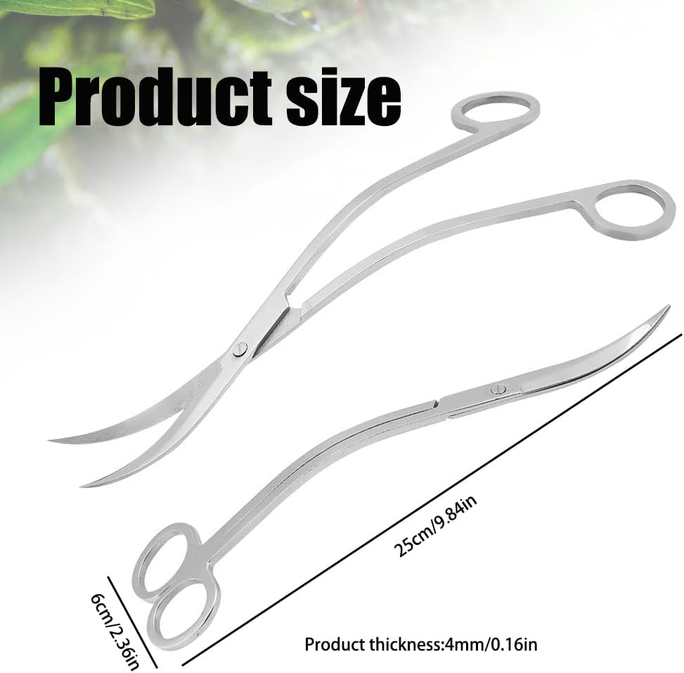 Stainless Steel Aquarium Scissors for Plant Trimming, Water Grass & Landscape Maintenance - Wave Design Fish Tank Tools, Easy to Use Mirror Finish Aquarium Plant Tool